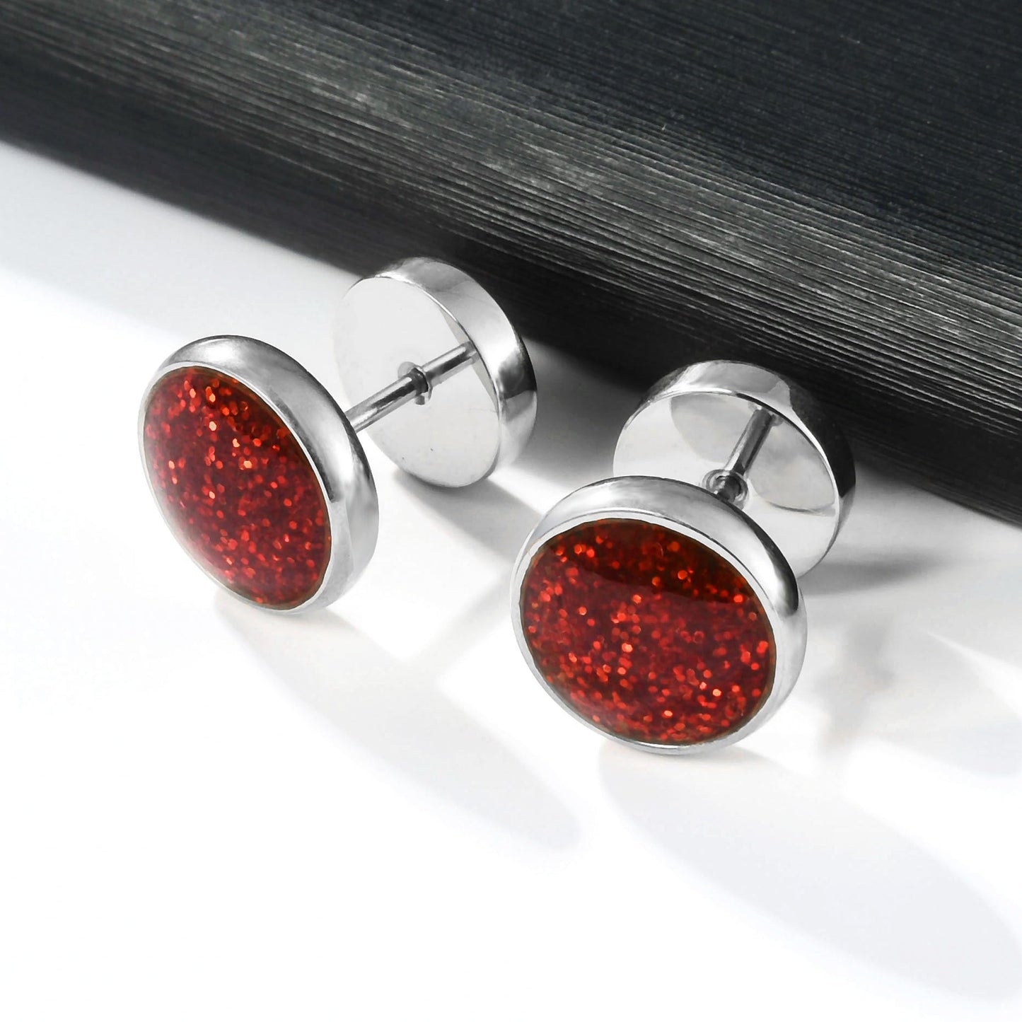 Titanium Red Screw Flat Back Earrings Hypoallergenic for Sensitive Ears Barbell Surgical Stainlesss Steel Screw Back Earrings for Women Men Punk Helix Piercing Ear Studs