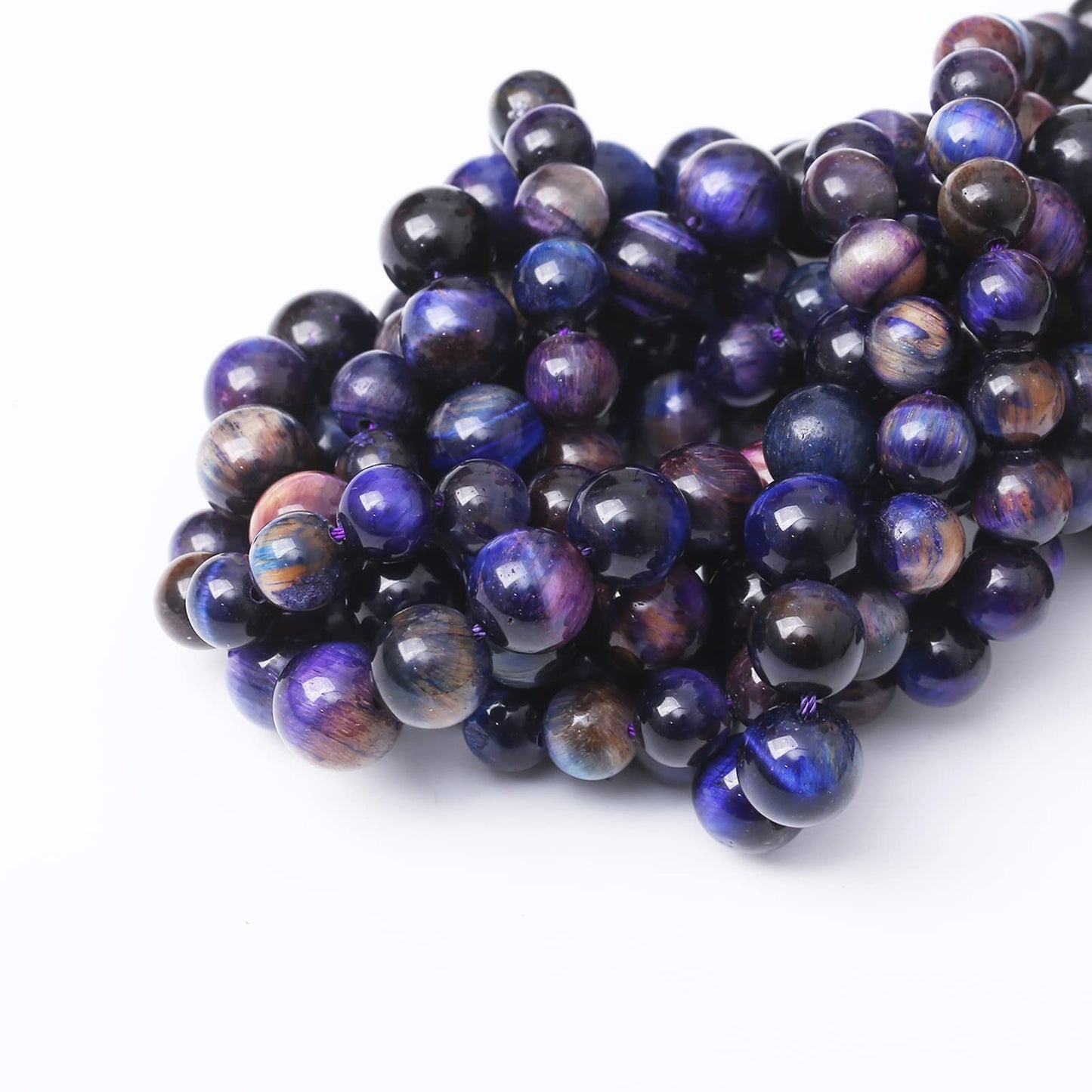 36PCS 10MM AAA Blue Purple Starry Sky Tiger Eye Stone Beads Natural Gemstone Bead Crystal Healing Energy Jewelry Making DIY 15 inches