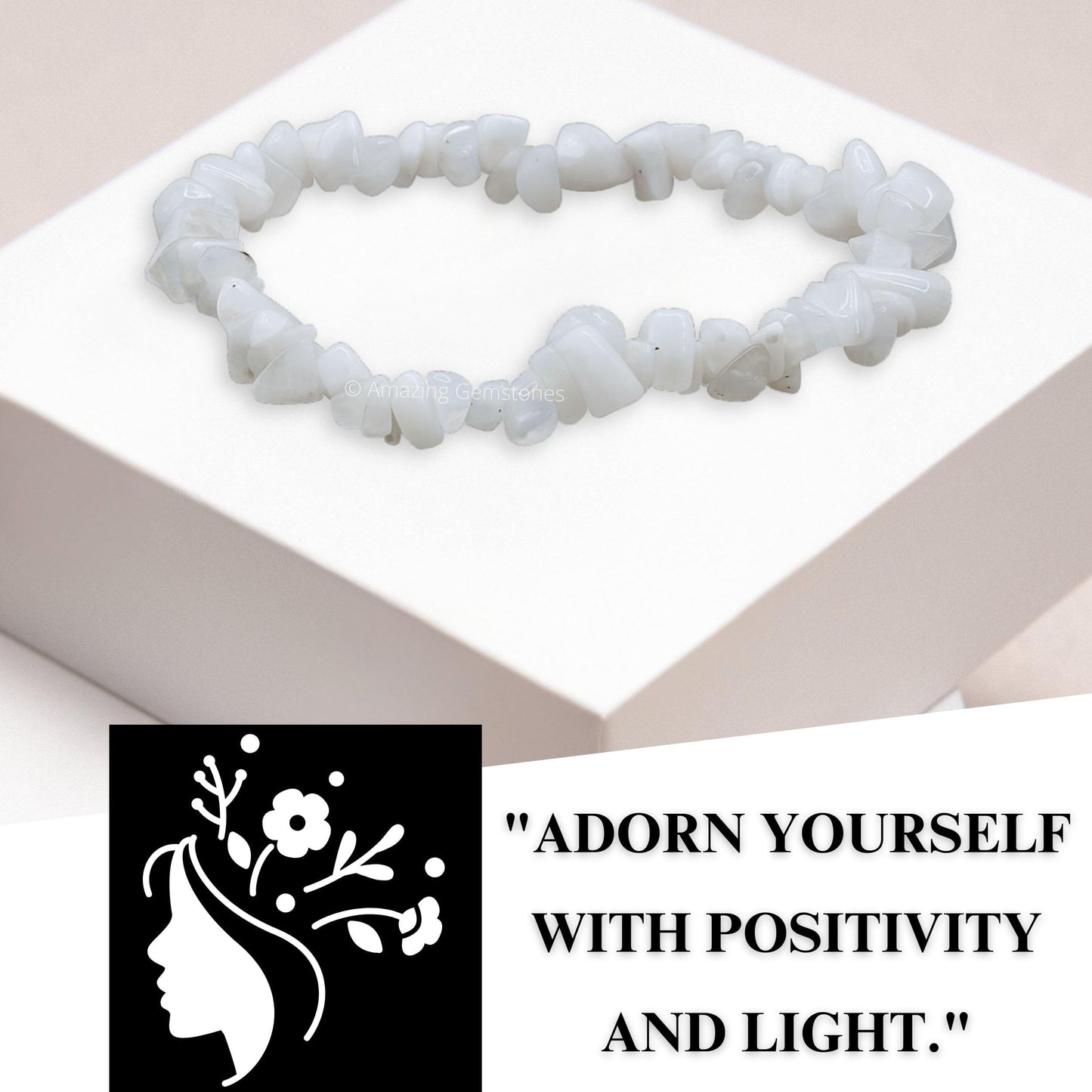 Amazing Gemstone Chips Bracelet (Rainbow Moonstone)