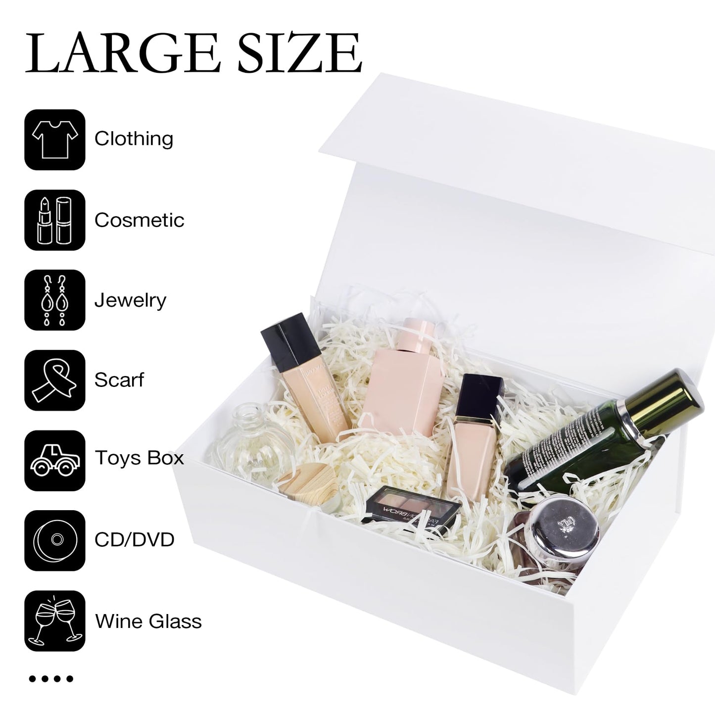 LFBOX White Gift Box with Magnetic Lids 13.8x8.3x4.4 in, Large Bridesmaid Groomsman Proposal Boxes 5 Pack, Collapsible Rectangle Storage Box