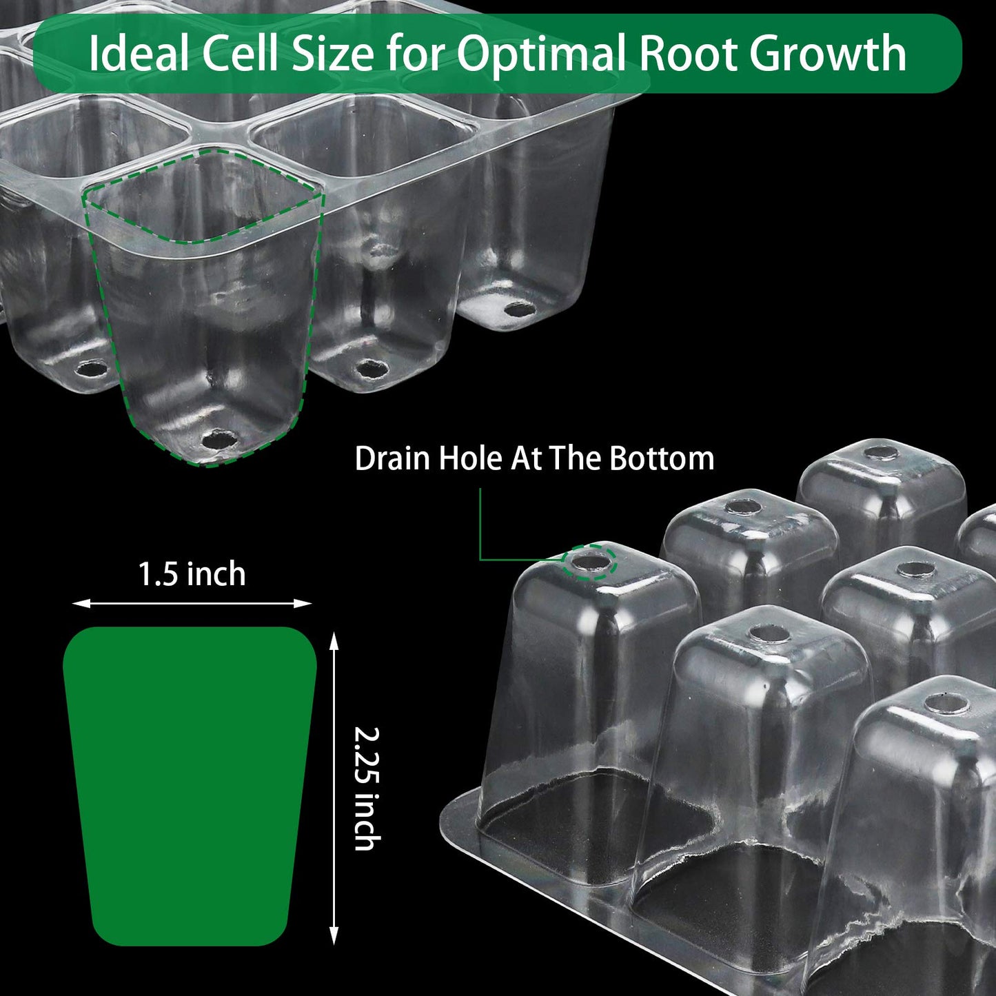 UWIOFF Seed Starter Tray, 12-Pack 144 Cells Seedling Starter Trays, Humidity Adjustable Seed Tray Kit with Dome and Base Greenhouse Grow Trays Mini Propagator for Seeds Growing Starting