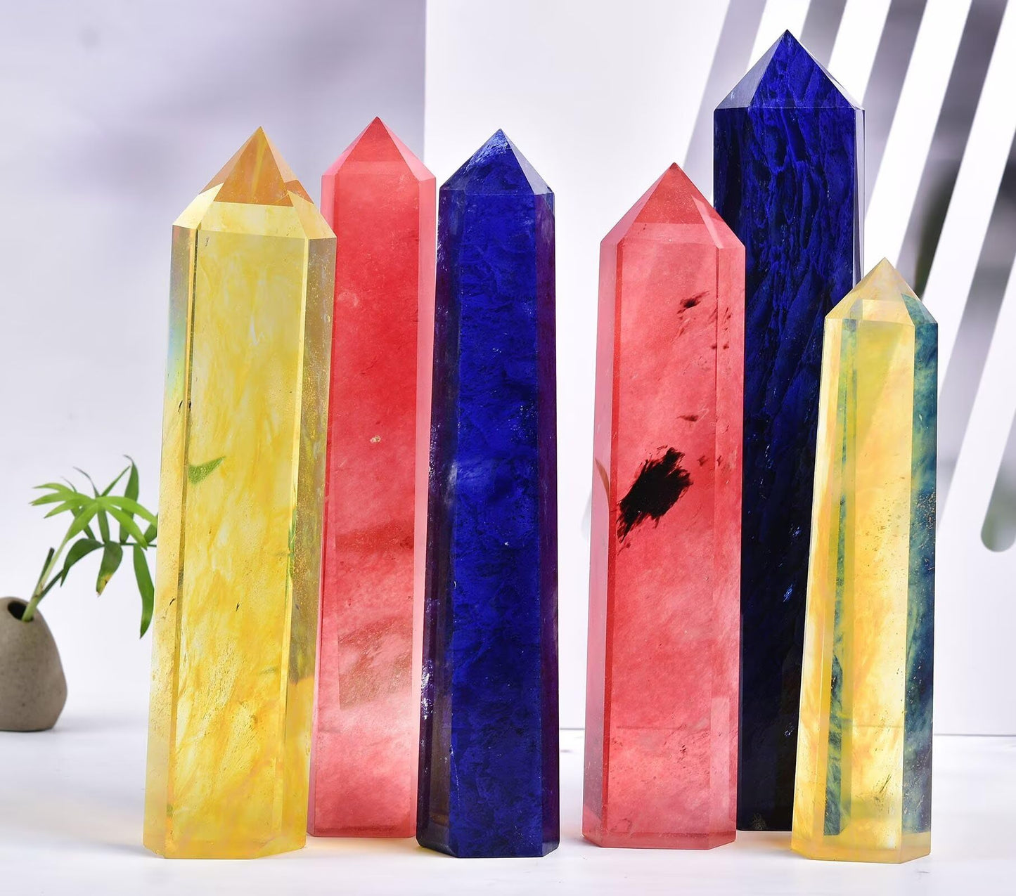 Smelting Blue Quartz Tower Obelisk Artificial Crystal Stone Wand Large Reiki Meditation Gifts 1.7-2.2 LBS