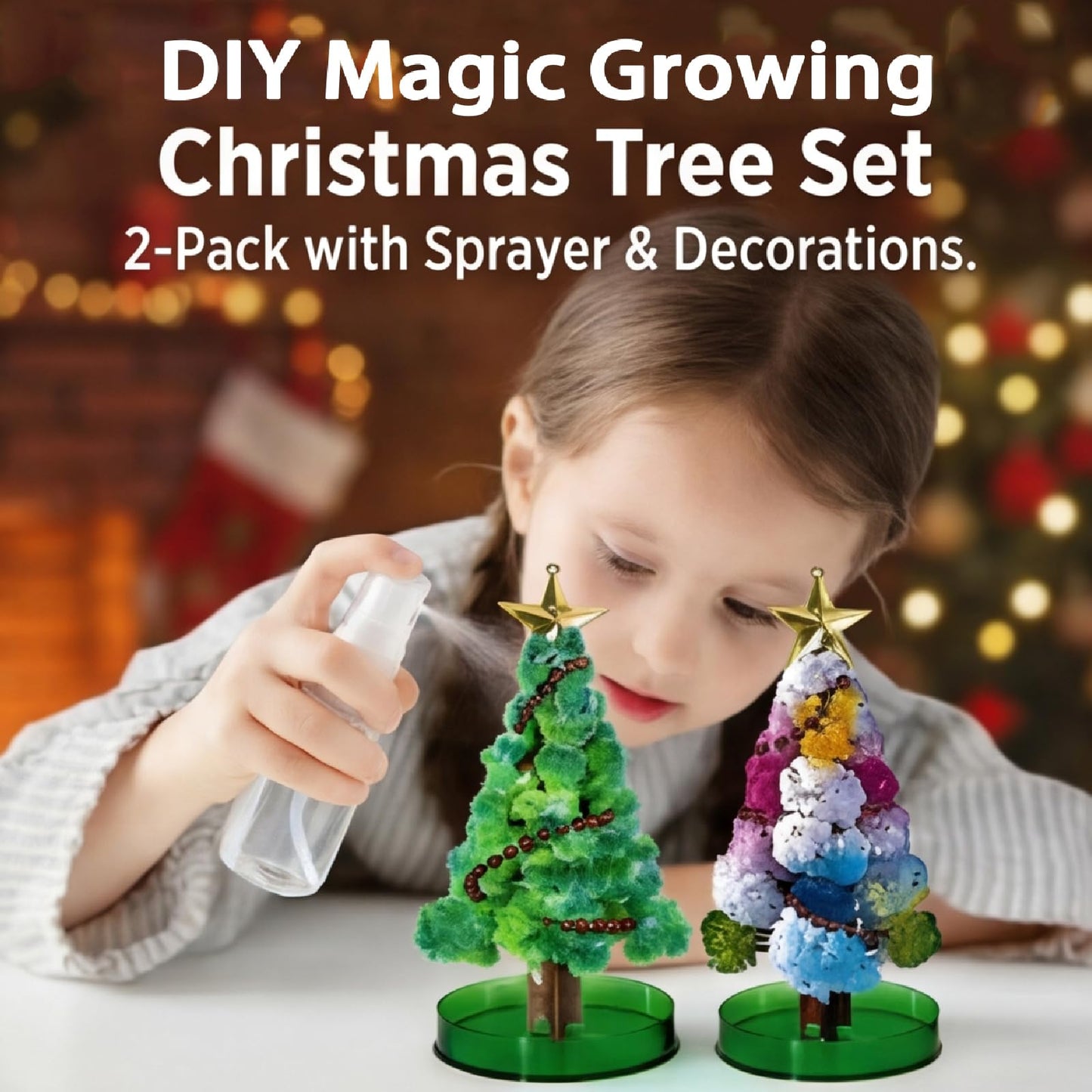 Magic Christmas Paper Tree 2 in 1 Mini Christmas Tree Magic Growth Kit Colorful DIY Crystal Growing Set Educational Science Kit Unique Crystal Christmas Tree