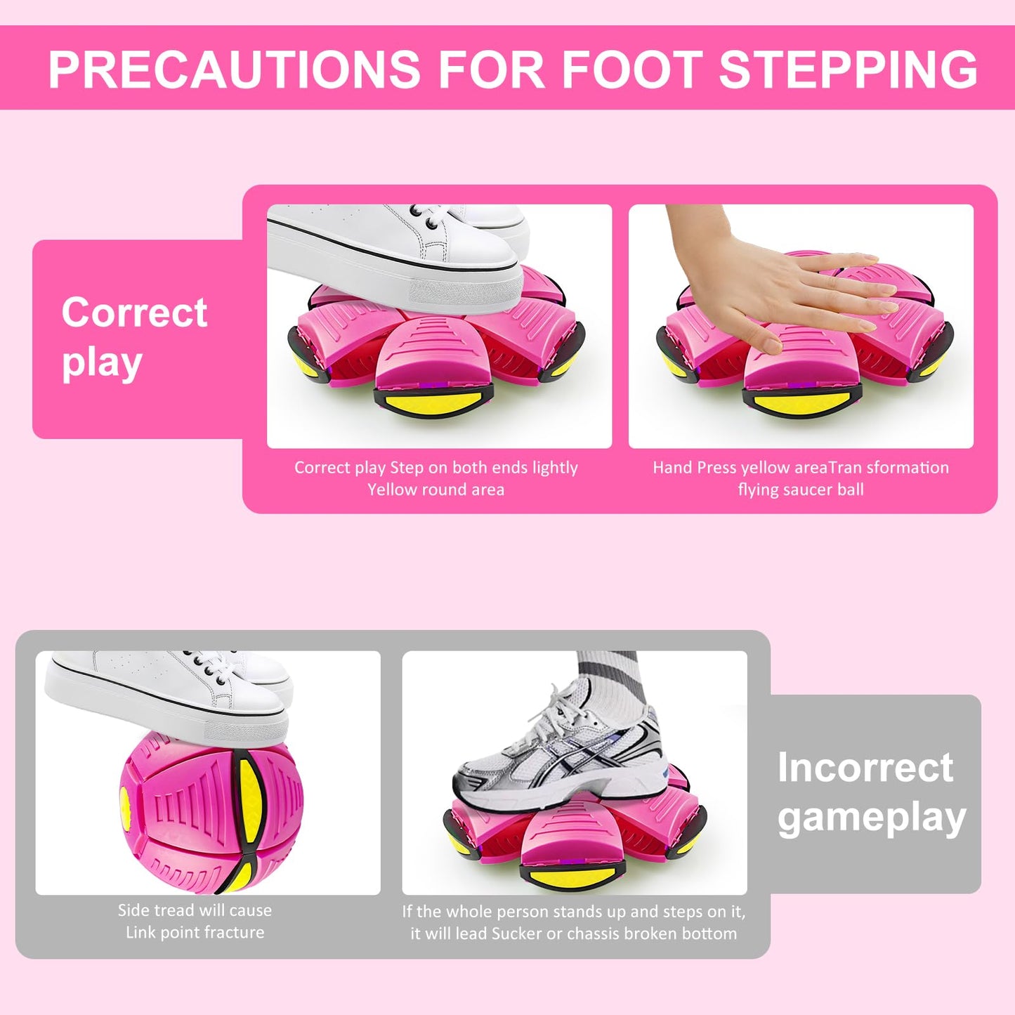 BHPWZB Magic Ball Pop Up Balls Light-Up – Magic Bouncing Pop Up Toy with Bright Motion Lights Dual-Form Magic Meta Ball Bouncy Balls for Indoor Outdoor Fun (Pink)