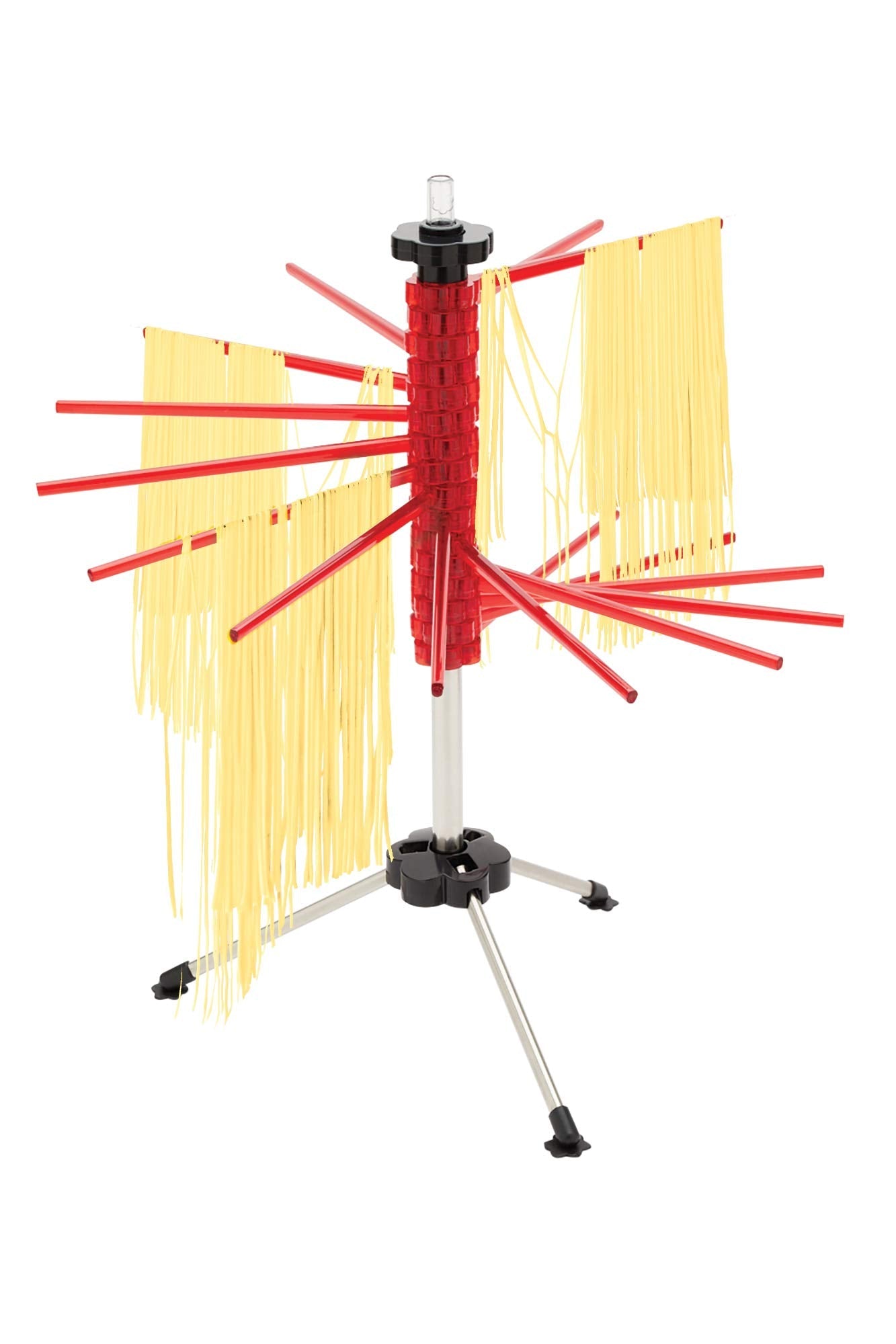 Fox Run Collapsible Pasta Drying Rack, 18.5", Red, Plastic with Rotating Arms