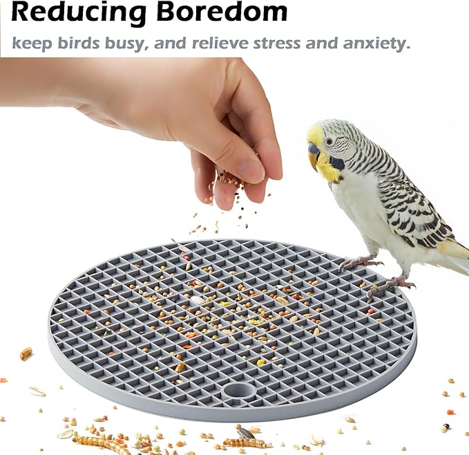 Jevnd 2Pcs Bird Foraging Toys, Slow Feeder Mats for Health, Dishwasher-Safe