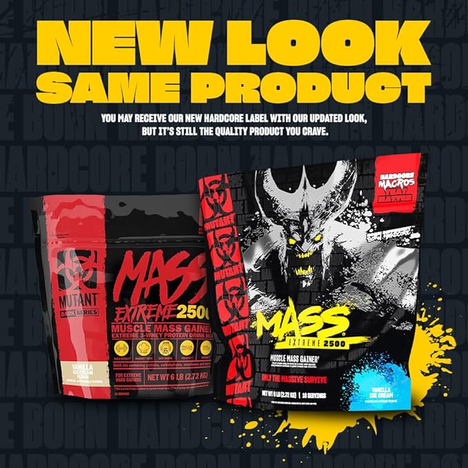 Mutant Mass Extreme Gainer – Whey Protein Powder – Build Muscle Size and Strength – High Density Clean Calories (Vanilla Ice Cream, 6 lbs)