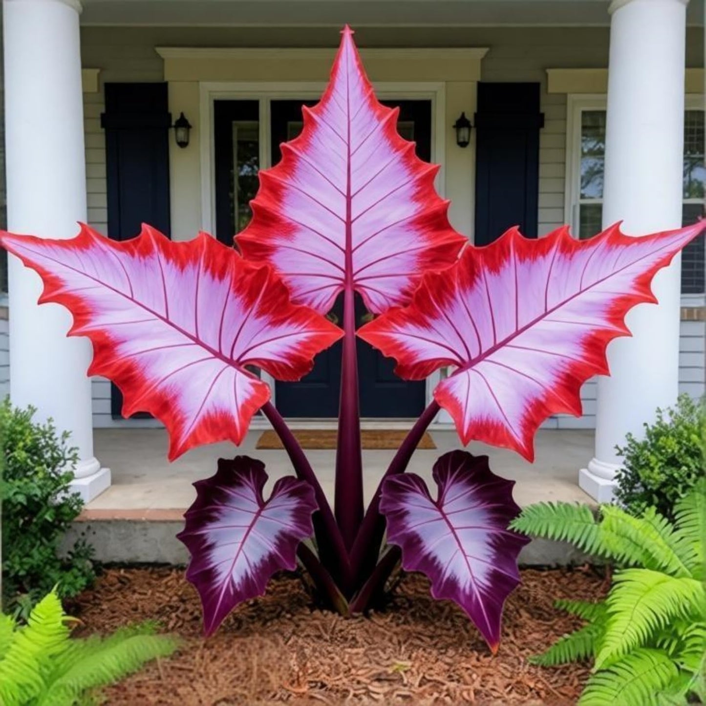 OJHJXUG Black Magic Elephant Ear Alocasia Low Maintenance Excellent Outdoor Patio Display Mix Foliage(Red) (4)