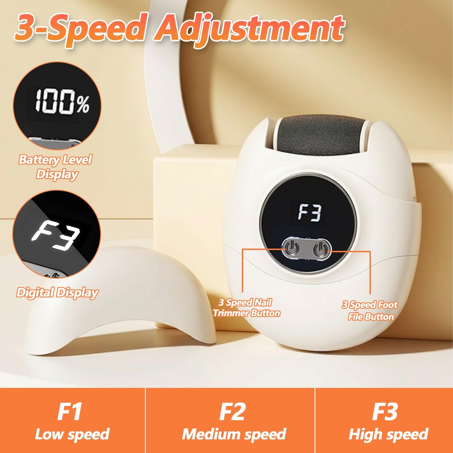 Risirica 3 in1Electric Nail Clippers,Nail Trimmer with Cocoon Removing Function,Nail Care Tool with 3 Adjustable Speeds, Automatic Electric Toenail Clippers for Seniors, Kids, Adults