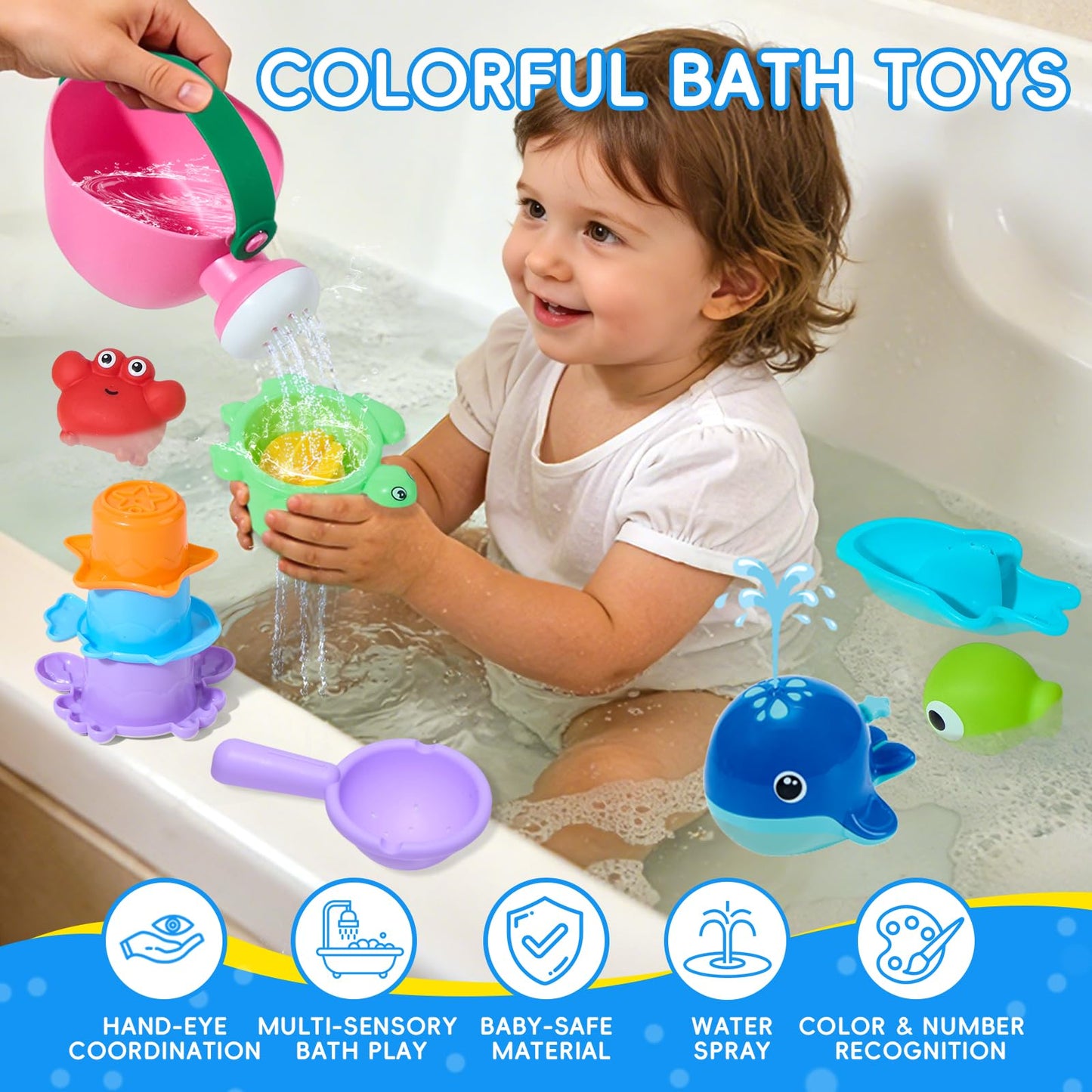 14PCS Bath Toys & 17PCS Toddler Bath Toys