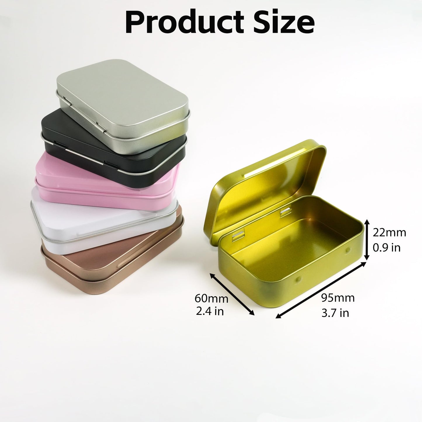 LJY 20-Piece Metal Hinge Tin Box Containers - For Gift Wrapping. Dental Floss Stick - Toothpick Holder and a Sliding-Cover Dental Floss Pick Storage Box (Black, 20 Pcs 3.7"x2.4"x0.9")