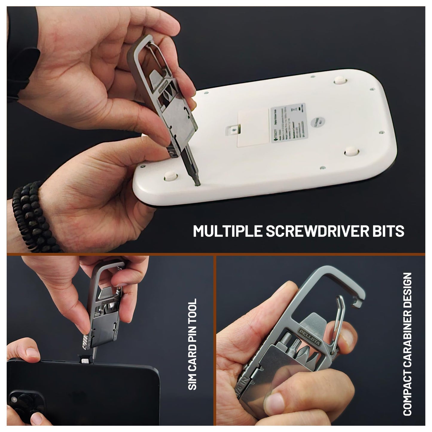 Pellota Multi Tool Prizes [17-in-2] for Adults - Multi Tool for Men, Multitool, Small Hammer, Small Tools, Hammer Multitool, Gifts for Men, Dad, Husband, Camping, Bottle opener, retrieve card pin