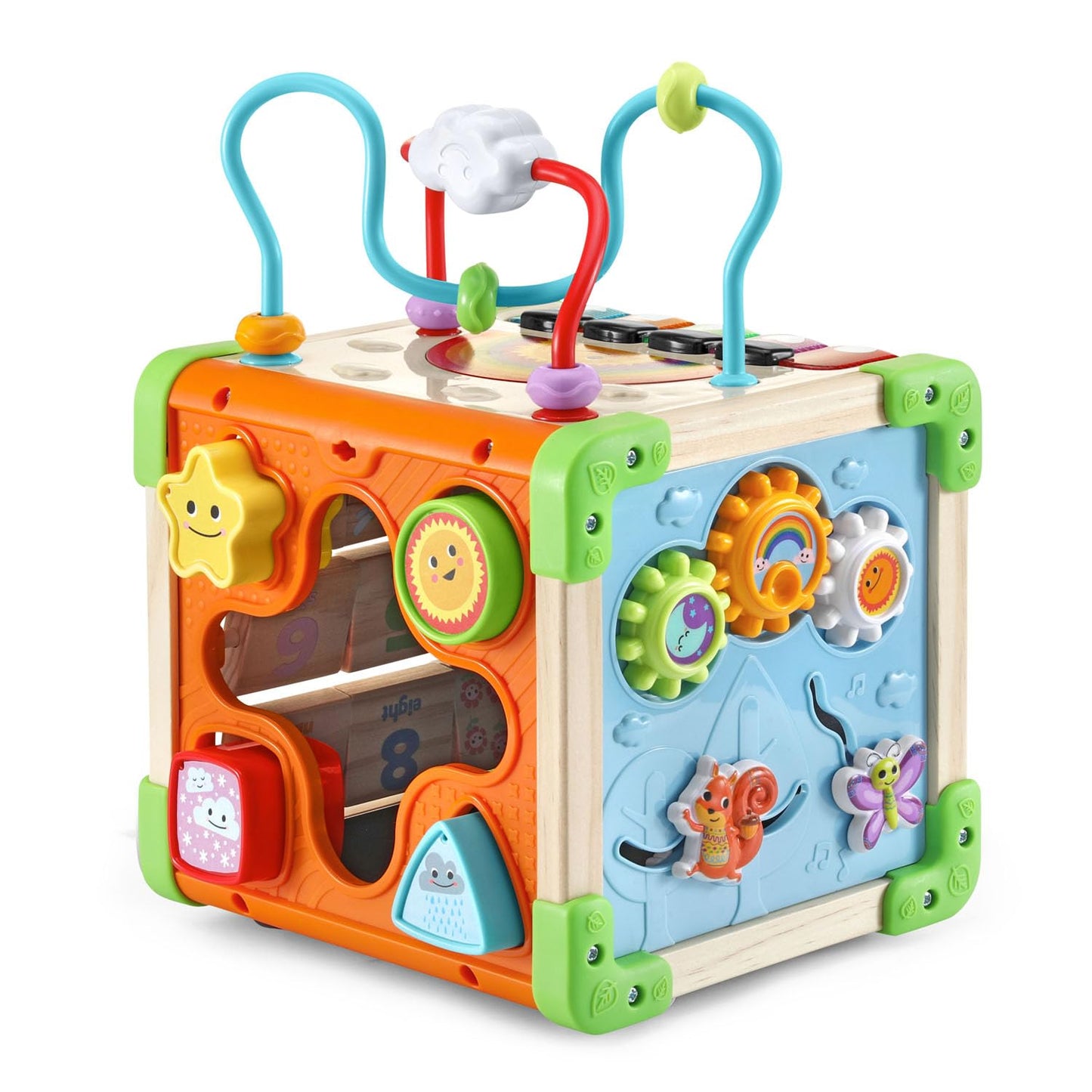 LeapFrog Touch and Learn Electronic Musical Light-Up Wooden Activity Cube Toy, Animal Themed, Ages 1 and Up