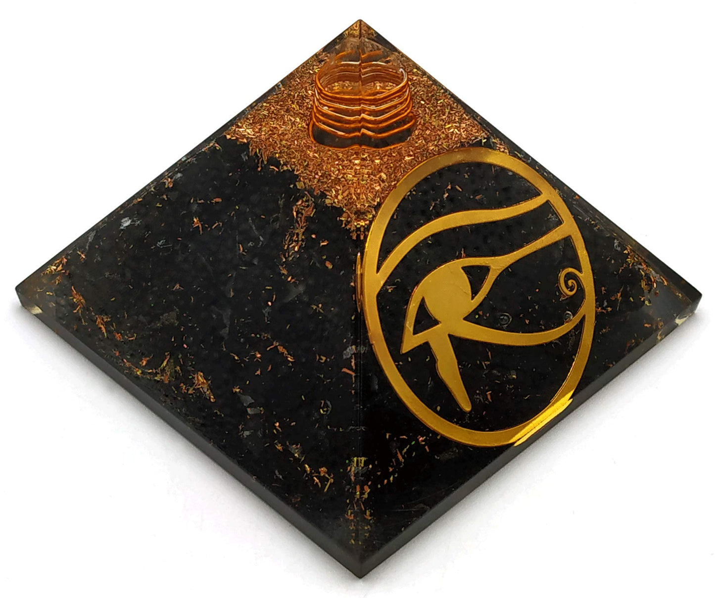 Large Orgone Pyramid | Shungite Pyramid Crystal | Eye of Horus Orgonite Pyramid | Organ Pyramids Positive Energy Healing