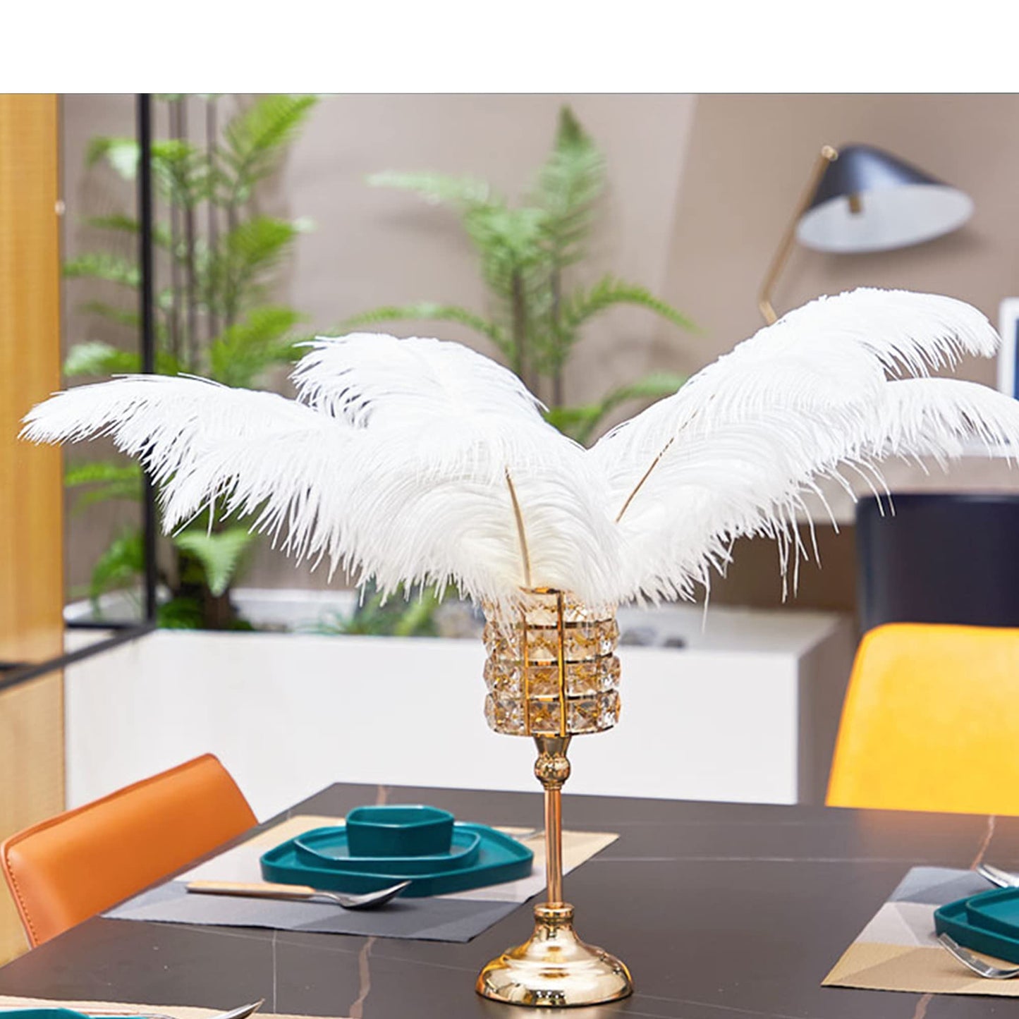 Happy Feather 16-18 inch White Ostrich Feathers Craft for Wedding Party centerpieces Home Decoration DIY Craft Pack of 10