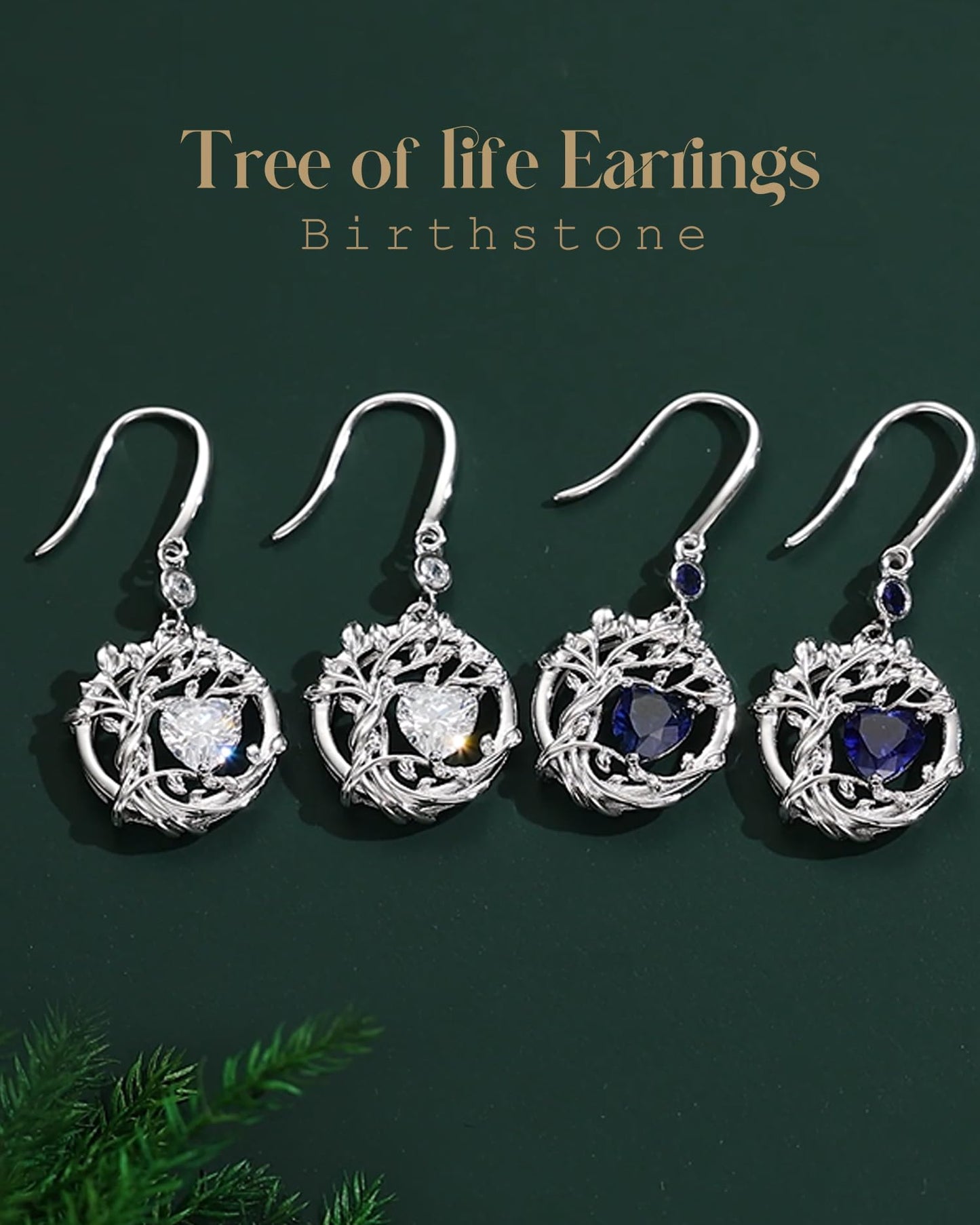 FANCIME Tree of Life Earrings 925 Sterling Silver Dainty Turquoise Dangle Drop Gemstone Earring December Birthstone Fine Jewelry Birthday Mothers Day Gifts for Mom Her Women