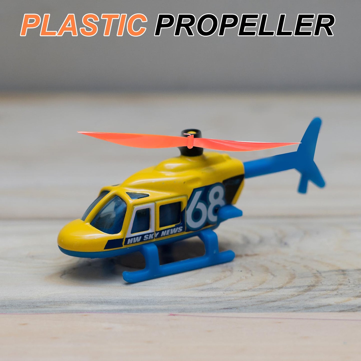 MECCANIXITY Plastic Propeller, Propeller Props Blade with 12" Wood Rod Rubber Band Helicopter Kit 7" Fold Resistant for STEM Activities Powered Airplanes DIY Science(Orange, Pack of 5)