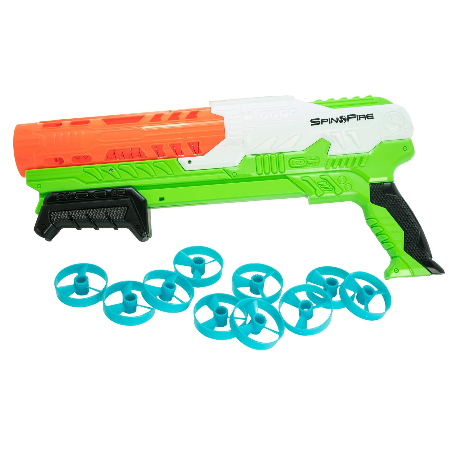 Air Warriors: Spin Fire - Blaster, 10 Spinners Darts, Accurate Flights, Shoots Up to 135 Feet, Kids Toy, Ages 6+