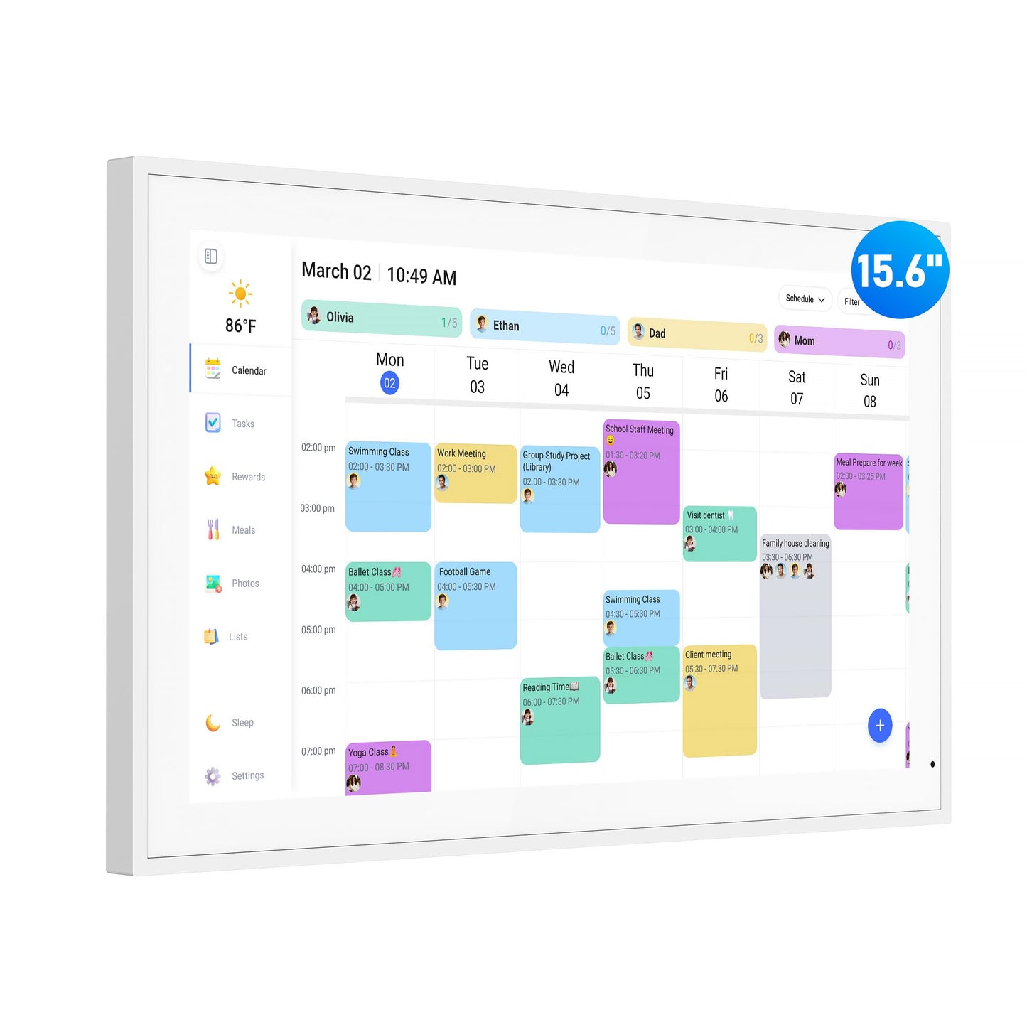 Digital Calendar, 15.6 Inch Wall Planner Electronic Calendar & Chore Chart, Smart Touchscreen Interactive Display for Family Schedules, Great for Organizing Your Routines, Wall & Desk Mountable, Gifts for Women Men, Gifts for Mom Dad