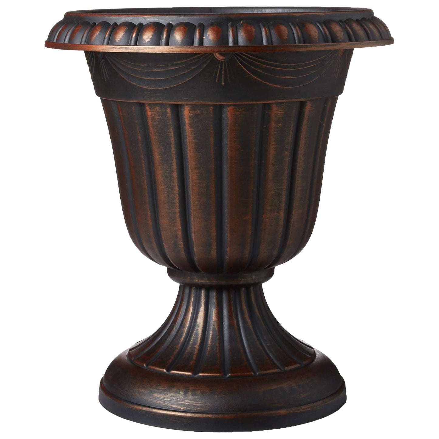 Arcadia Garden Products PL20CP Classic Traditional Plastic Urn Planter Indoor/Outdoor 10" x 12", Brushed Copper