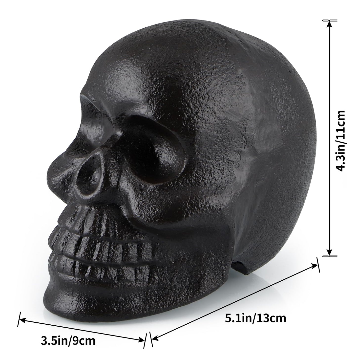 MOLIGOU Skull Statue, Human Skull Sculpture Halloween Decor, Cast Iron Collectible Skull Figurine
