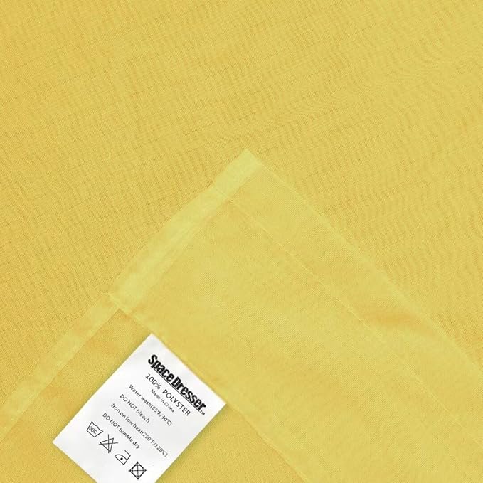 SpaceDresser Sheer Voile Window Treatment Rod Pocket Curtain Panels for Kitchen Bedroom Living Room Drapes Sunlight Filtering Privacy Semi Home Decor Assorted Colors Sizes (Yellow, 52 W x 63 L)