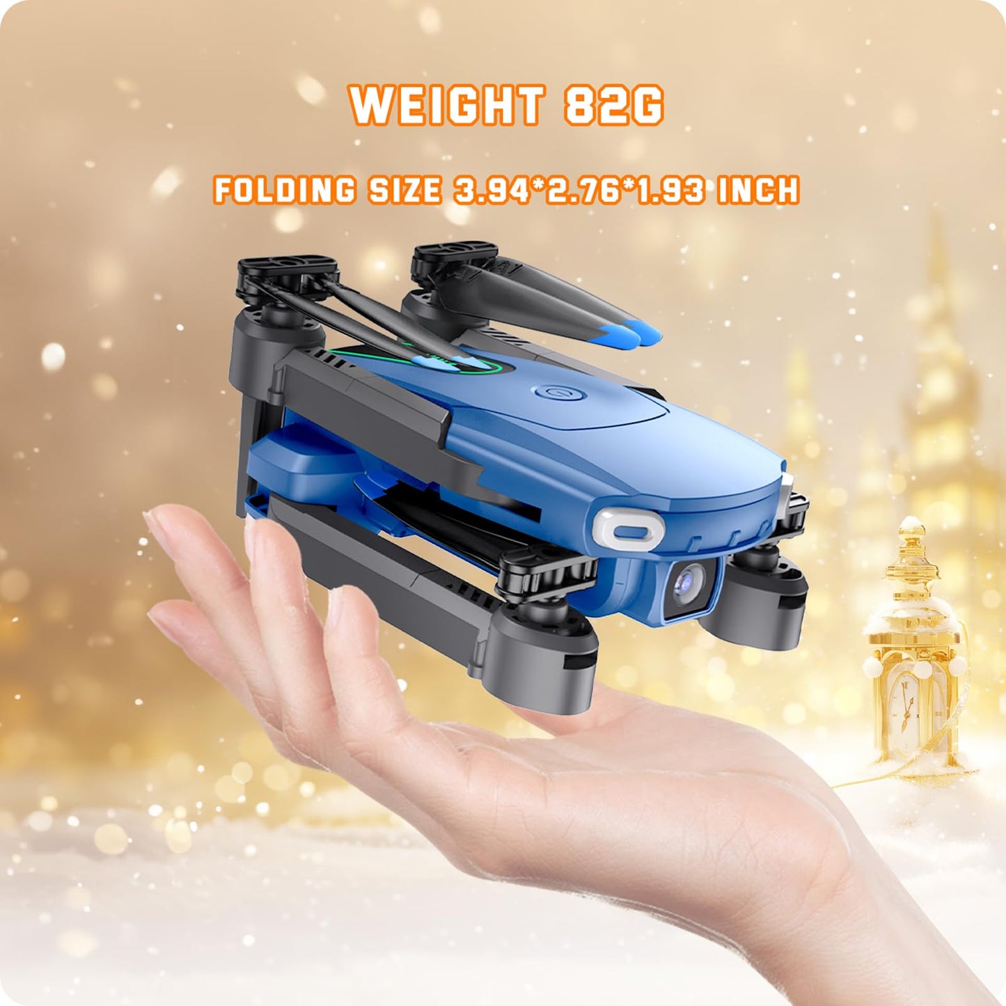 Foldable Drone with Camera for Kids Beginners - Remote Control Helicopter Toys Gifts for Boys Girls, 1080P HD FPV RC Drones with 2 Batteries, One Key Start/Land, Altitude Hold, Gesture Selfie, Blue