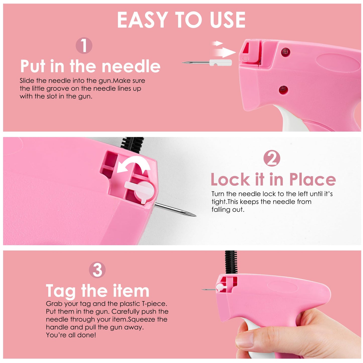 Stitch Gun for Clothes - Handheld Stitch Gun Quick Clothing Fixer - Tagging Gun - Includes 6 Needle, 1000 Black Fasteners & 1000 White Fasteners