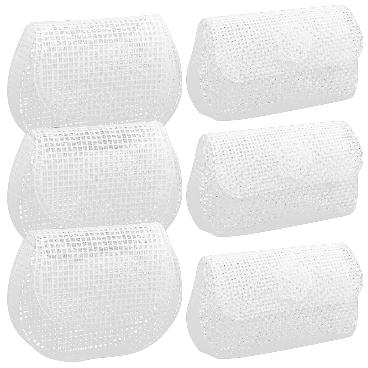 KALLORY 6Pcs DIY Plastic Mesh Canvas Sheets, Clear Plastic Mesh Sheet for Crochet Purse Making Embroidery Blank Needlepoint Canvas Craft Acrylic Yarn Crafting Knit Crochet Project