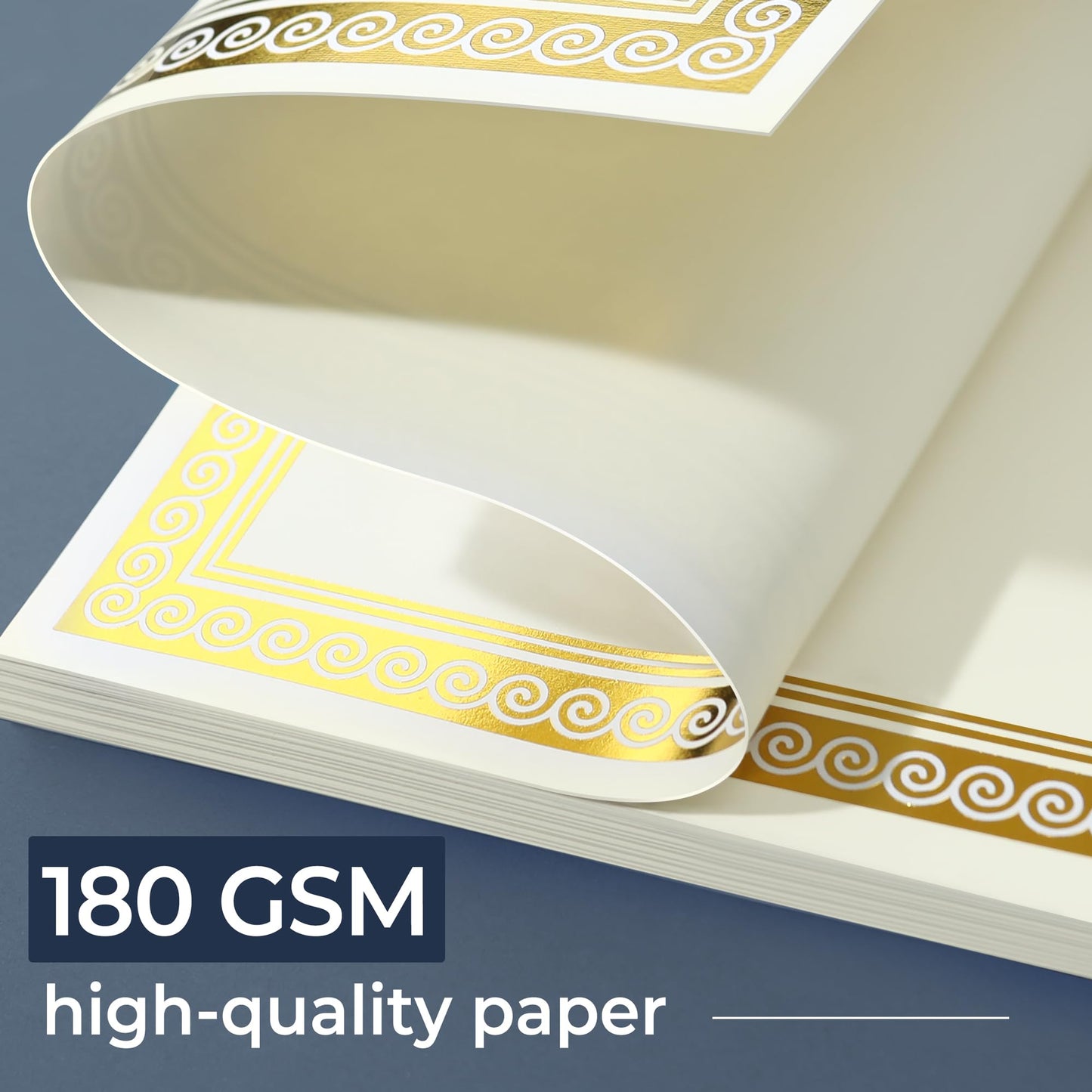 SUNEE 100 Sheets Certificate Papers - Blank Gold Foil Border, 8.5x11 for Diploma, Certificates, Participation Awards, Document Cardstock Paper and Inkjet Printer Friendly (Ivory)
