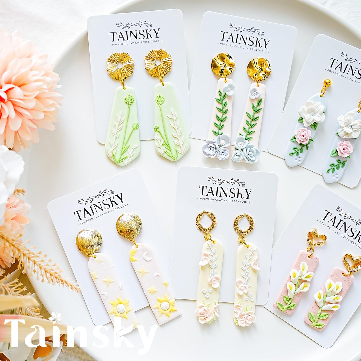 TAINSKY Long Dangle Shape Clay Cutters, 17 Shapes Polymer Clay Cutters for Earrings Making, Long Rectangle Shape Polymer Clay Cutters, Basic Clay Cutters for Polymer Clay Jewelry