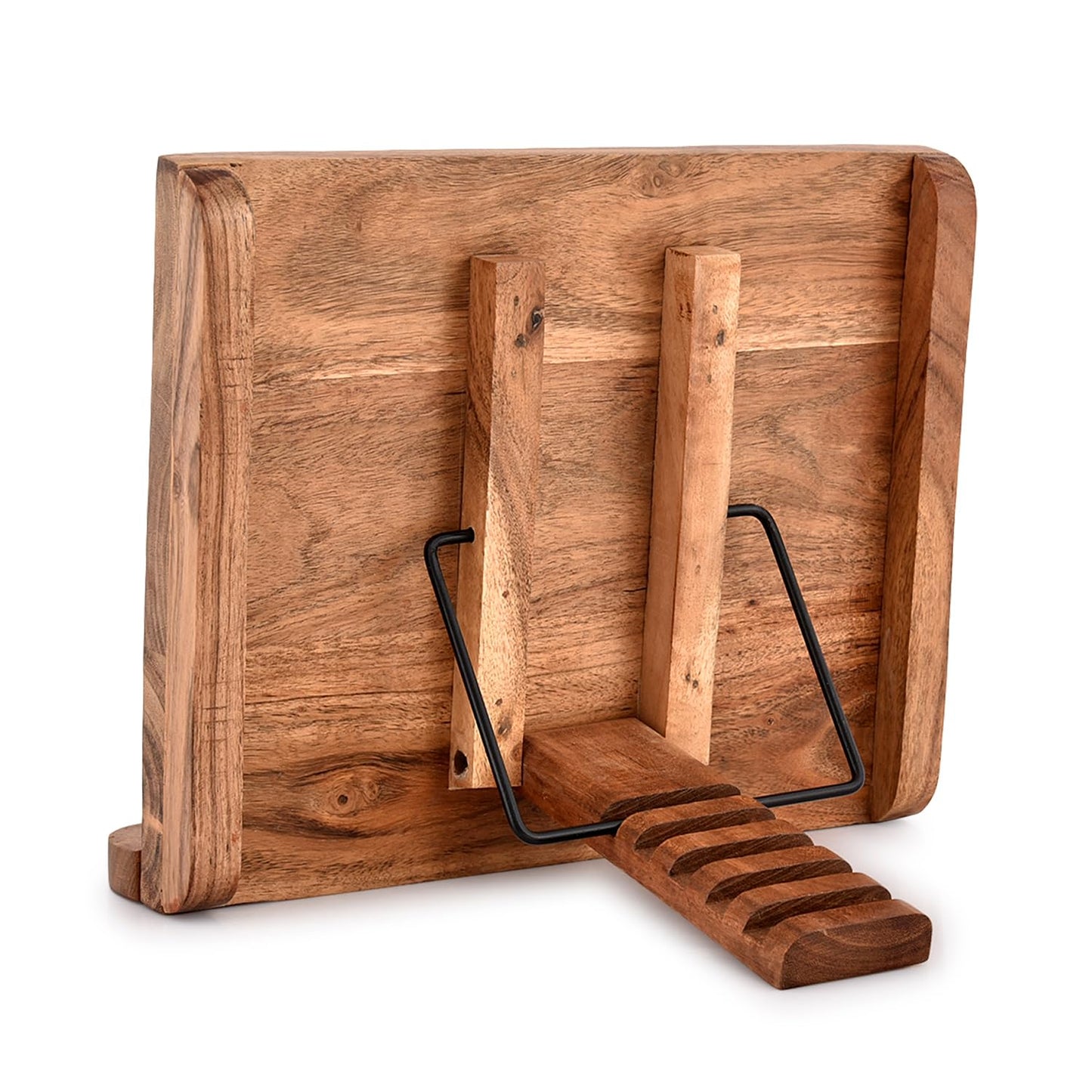 NIRMAN Acacia Wood Book Stand Adjustable Angle Reading Book Holder for Textbook, Receipe, Music Books, Tablet for Home Office Kitchen Lightweight Bookstand (11" x 9" x 1.5")