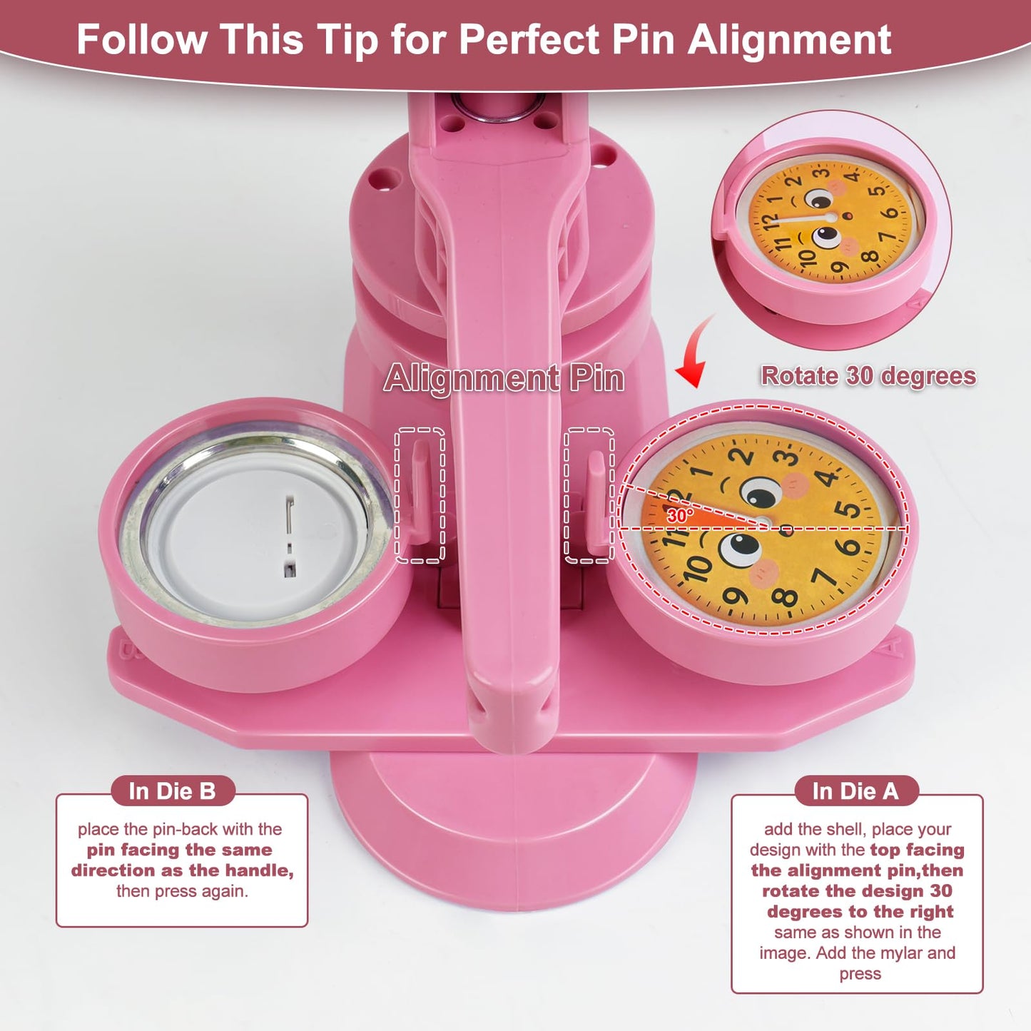 MK.Bear 2026 Button Maker Machine 2.25 Inch (58mm), No Installation Required Pin Maker Kit for Button Making, DIY Pink Badge Maker Button Press with 30 Badge Supplies & Circle Cutter