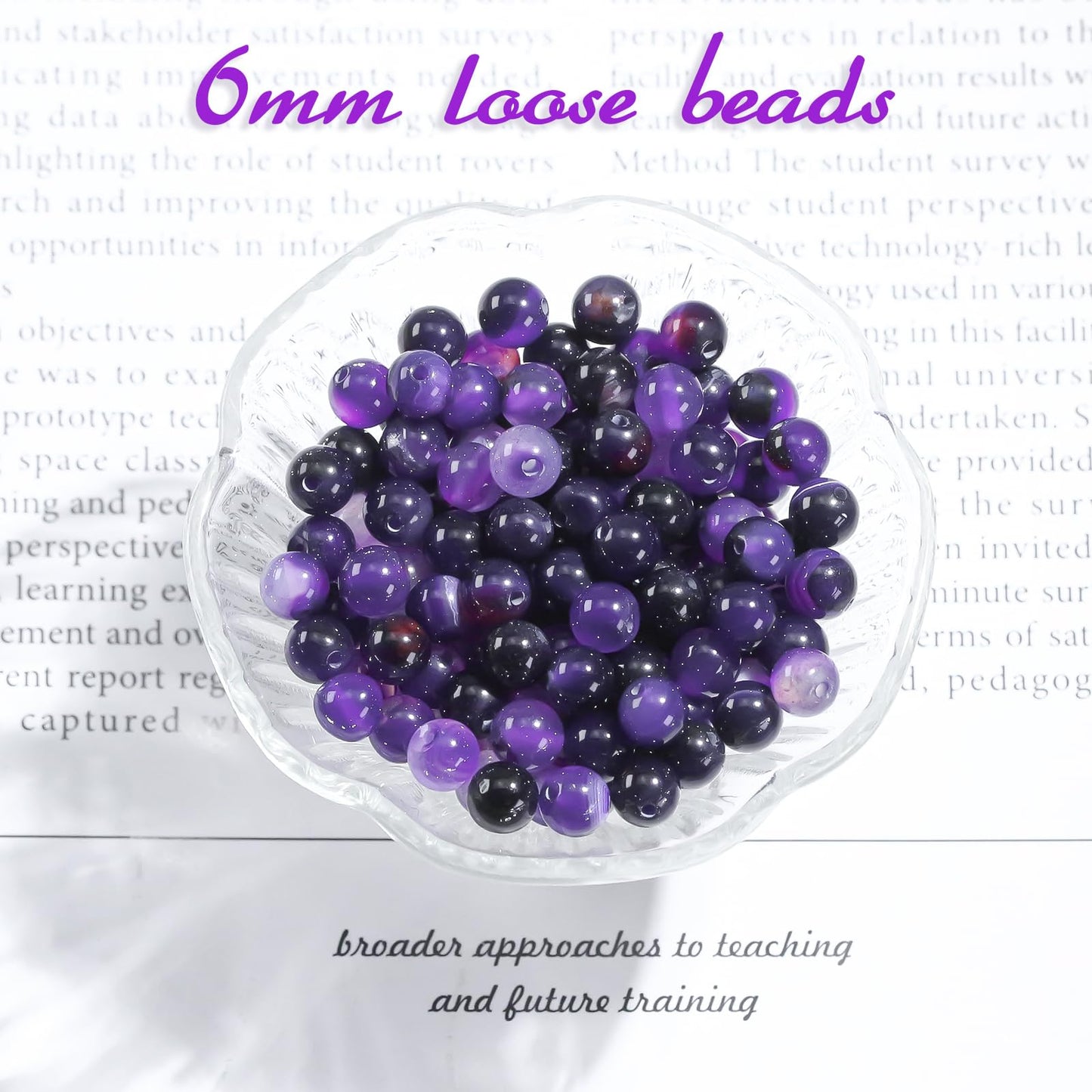 6mm Natural Gemstone Round Purple Stripe Agate Loose Beads for Jewelry Making Bracelets Necklace Earrings Art Craft (60-62pcs/strand)