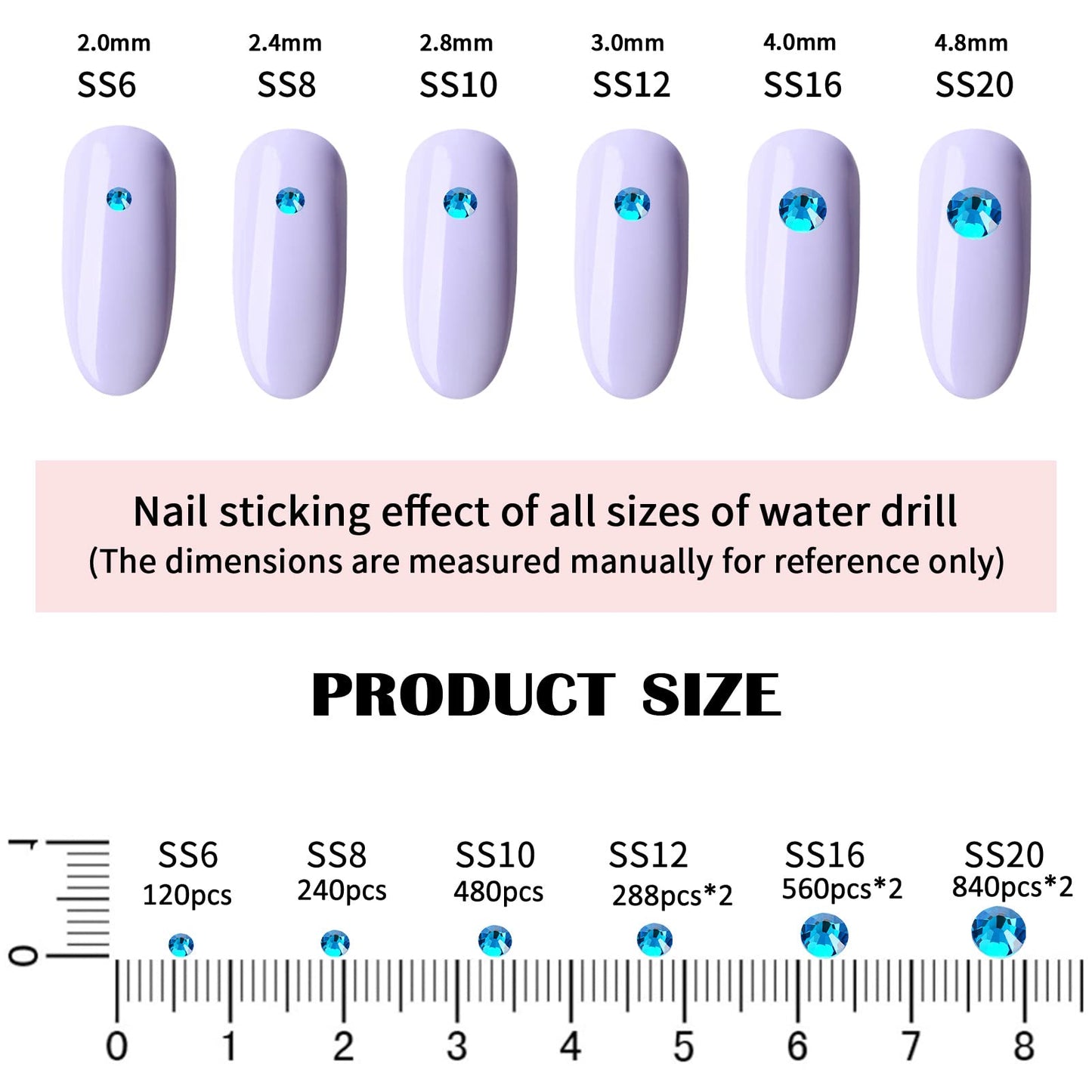Meibite Malachite Blue Glass Flatback Rhinestones for Nails, Crafts & Clothes – 4240PCS 6 Sizes (SS6–SS20) Crystal Gems Kit with Tweezers & Picker, Non Hotfix DIY Rhinestones for Tumblers, Nail Art