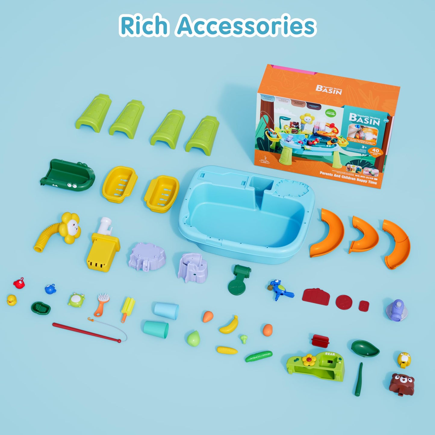 2026 New Kids Sand & Water Table Toys for Toddlers, Multifunctional Play Kitchen Sink with Fishing Game, Spray Function,Kitchen Toys, 360° Electric Faucet,Summer Indoor Outdoor Gifts for Boys Girls