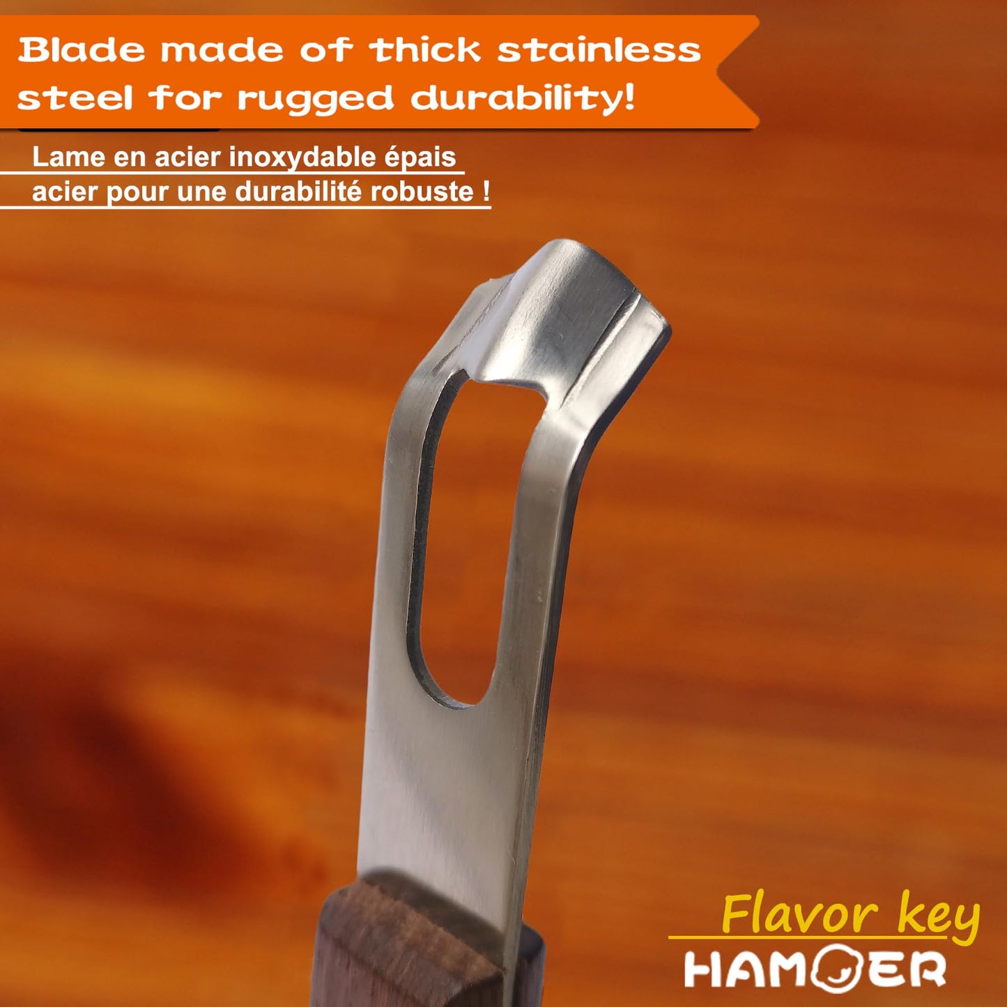 HAMOER Channel Knife Zester - Fruit and Vegetable Tool for Decorating Cocktails, Desserts, and Salads Stainless Steel Tip Wooden Handle