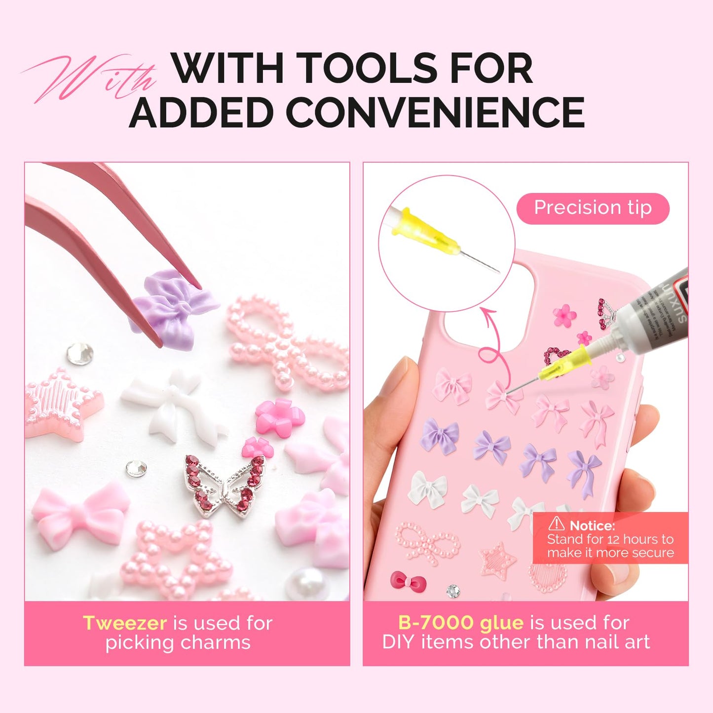 MelodySusie Handheld UV Light for Gel Nails with Stand with 3D Mixed Nail Charms and Gems