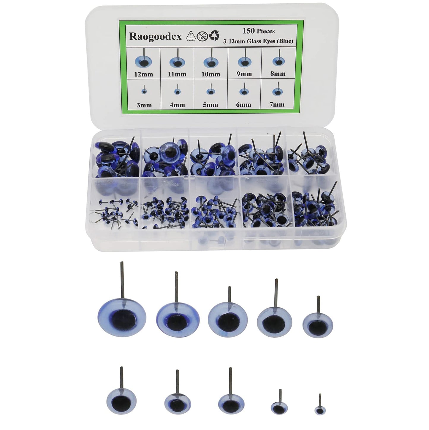 150Pcs Needle Felting Eyes mini Glass Blue Eyes Kits for Teddy Puppets Dolls Wool Felting Crafts
