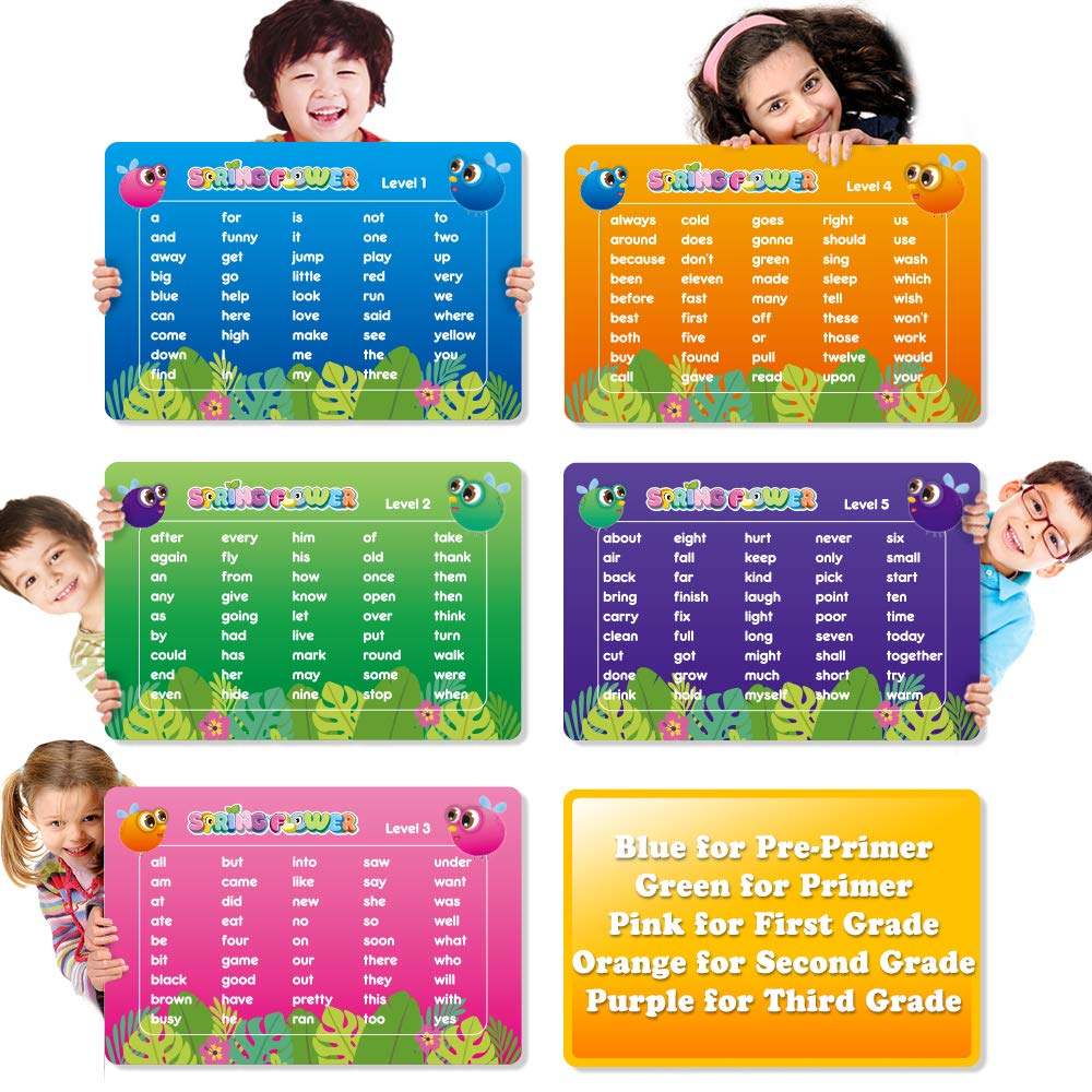 SpringFlower Sight Word Game, Sight Word Educational Toy for Age of 3,4,5,6 Year Old Kids, Boys & Girls,Homeschool,Visual, Tactile and Auditory Learning, 120 Pieces