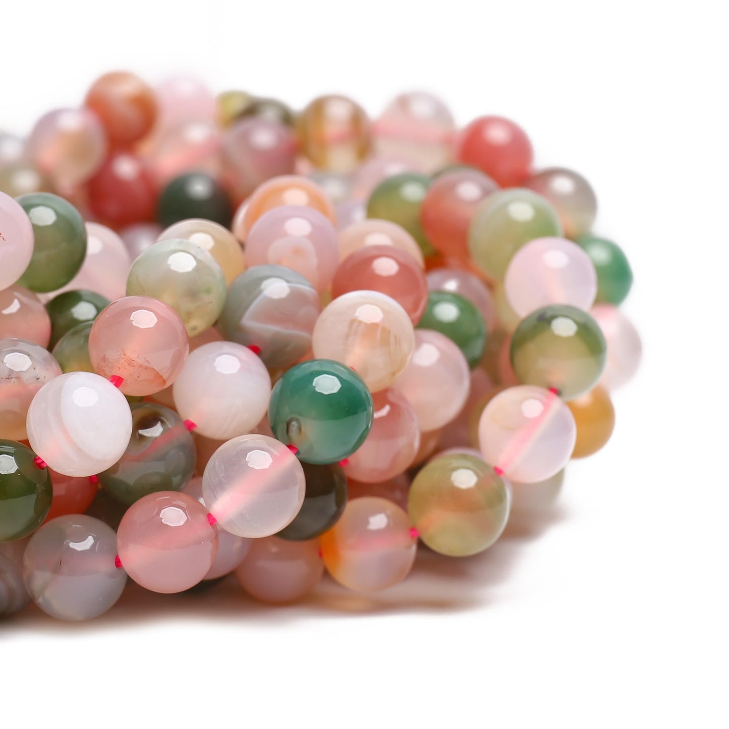 70PCS Natural 8MM Healing Gemstone, Yanyuan Agate Energy Stone Round Loose Beads, Semi-Precious Crystal Beads with Free Elastic String for Jewelry Making DIY