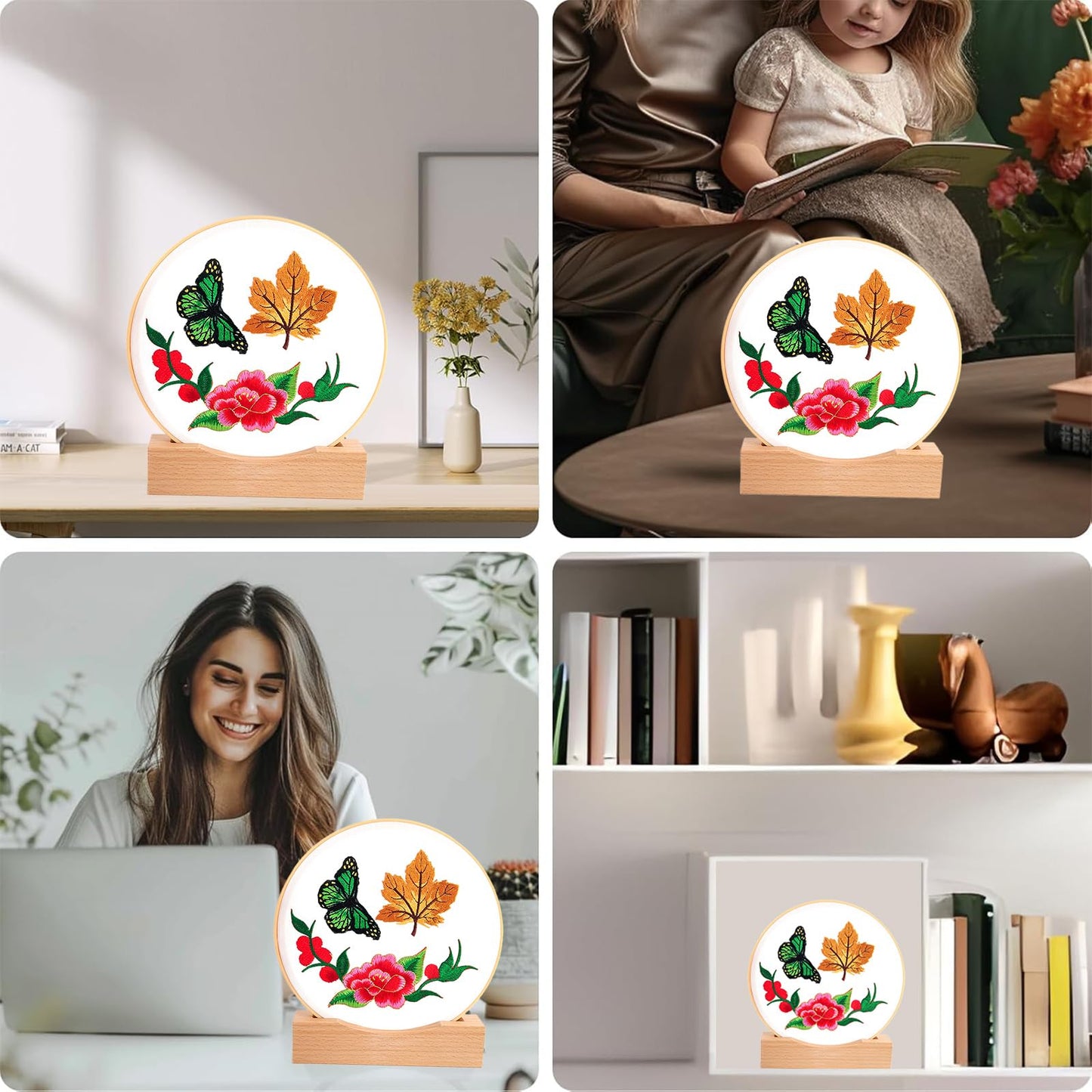 Embroidery Hoop Stand Base 3Pack Embroidery Stand 2 Tier Groove Design Embroidery Display Stand Base ，Embroidery Hoop Display Cross Stitch Kits (Suitable 4-6.7IN Frame)