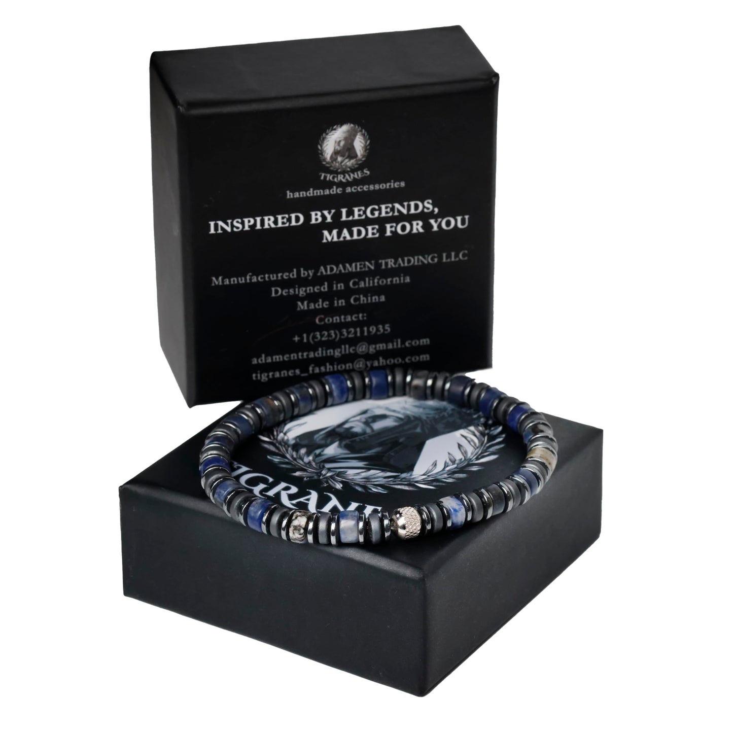 Men’s Natural Sodalite Stone Bracelet – Handmade Premium Beaded Bracelet for Men – Tigranes Jewelry