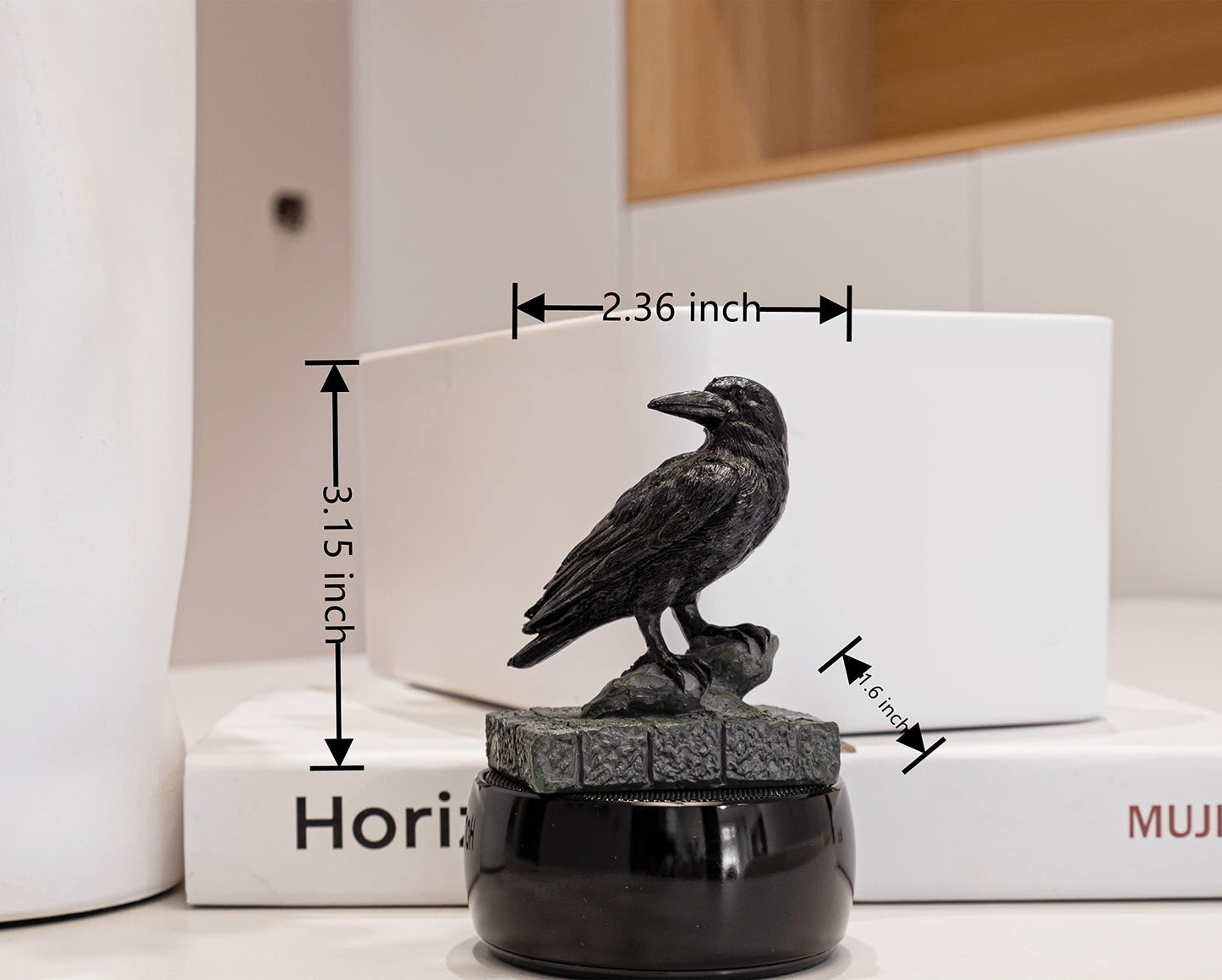 EASCHEER Raven On Rock Statue 3" Gothic Crow Scavenger Bird Decor Figurine