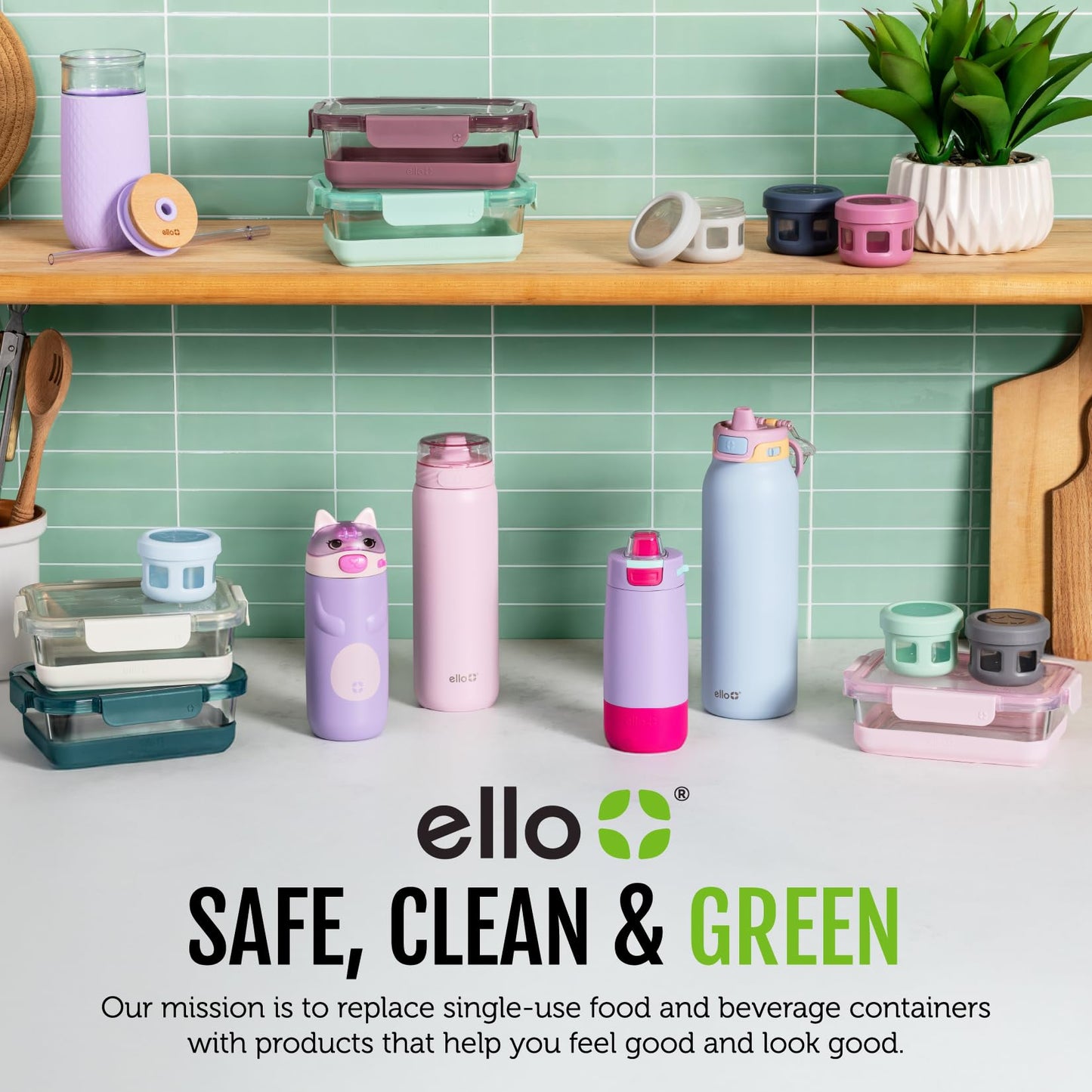 Ello Plastic 3.7 Cup Meal Prep Set 10 Pc, 5 Pack Set - BPA Free Plastic Food Storage Container with Silicone Boot and Airtight Lids, Dishwasher, Microwave, and Freezer Safe, Melon