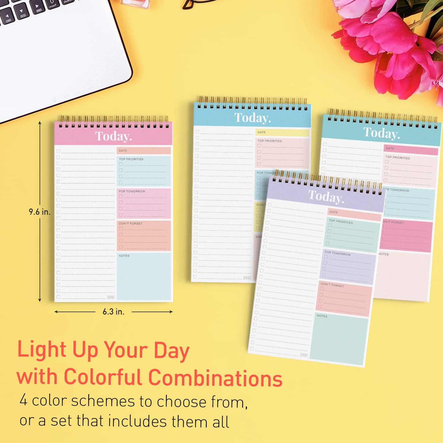 Sweetzer & Orange Daily & Weekly To Do List Notepad – Undated Work Planner & Organizer with Wish List Section, 52-Sheet Coiled Task Pad for Productivity – SET OF 4 To Do List Notebook for Work