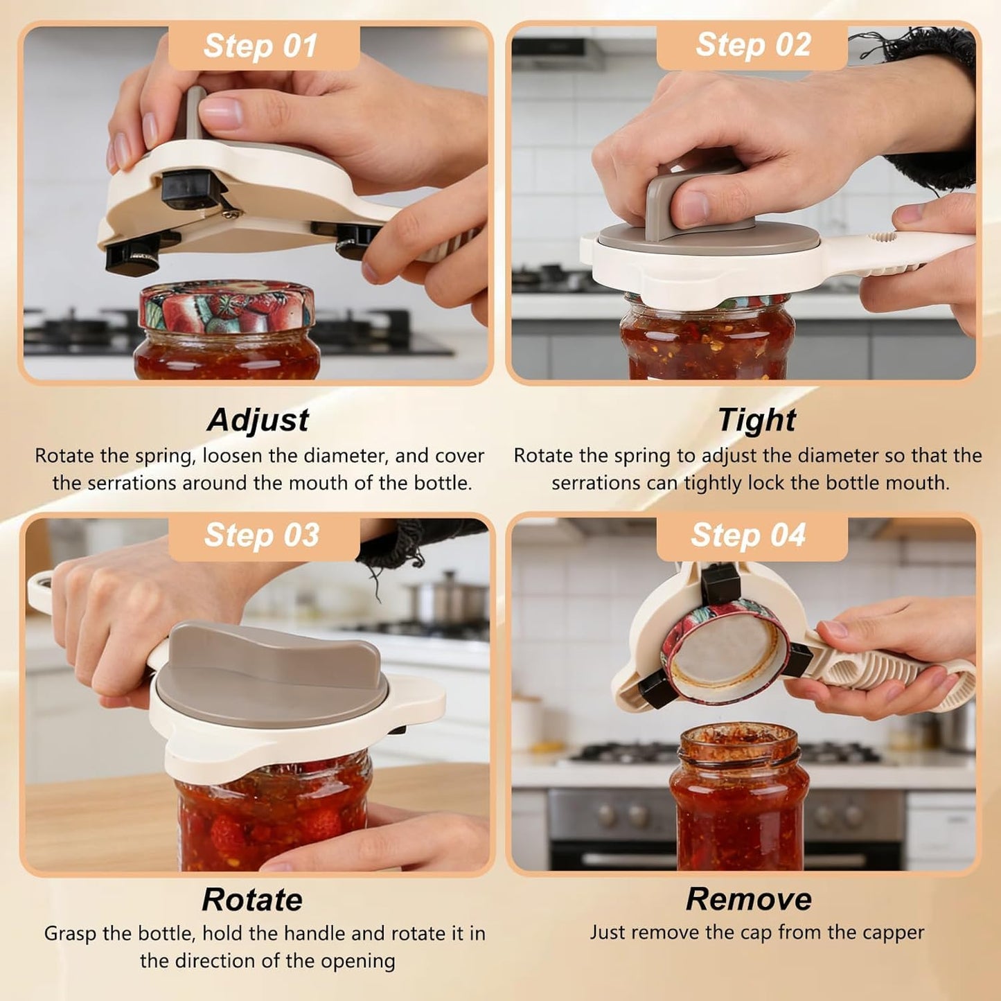 2026 New Multi-Purpose Jar Opener,Adjustable Jar Opener,Multi-Functional Retractable Jar & Bottle Openers,Home Kitchen Helper (1PC)