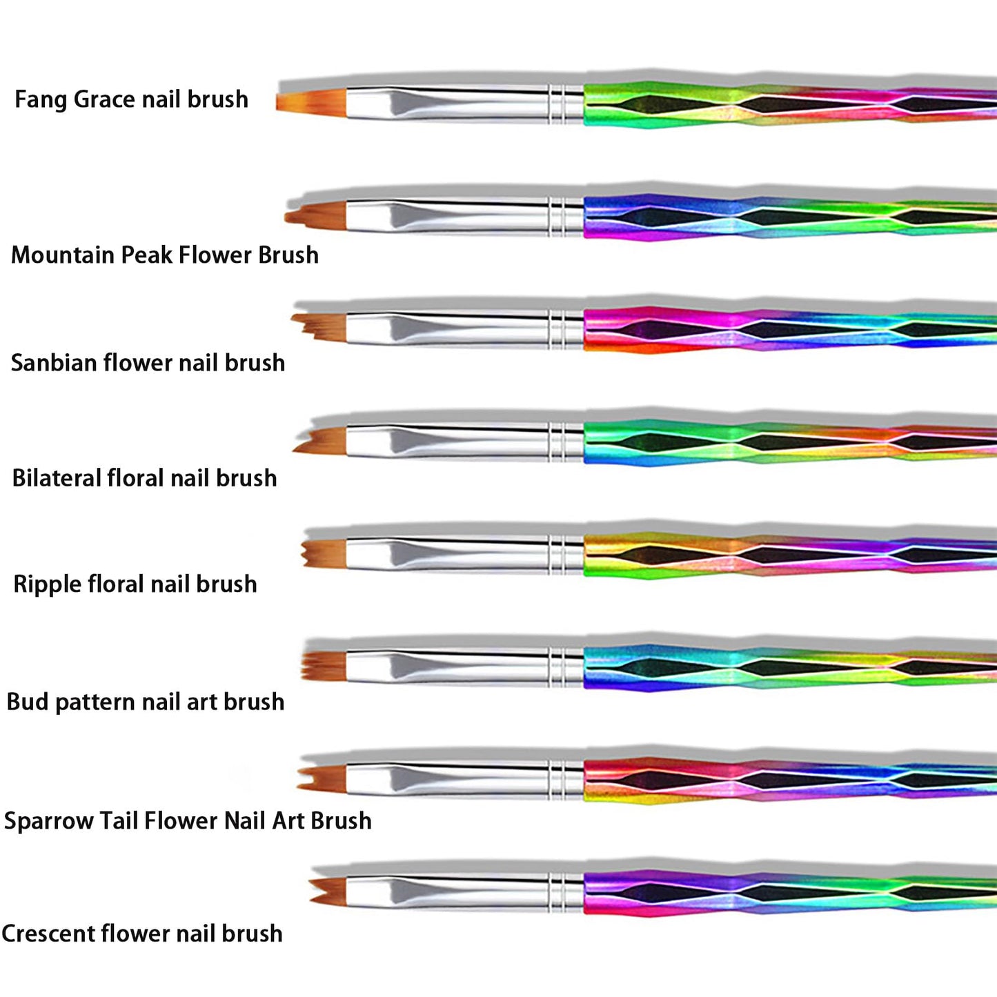 HNRongkya Nail Art Brush Set, Colorful Round Brushes for Gel Polish, Acrylic and Flower Design,8 PACK
