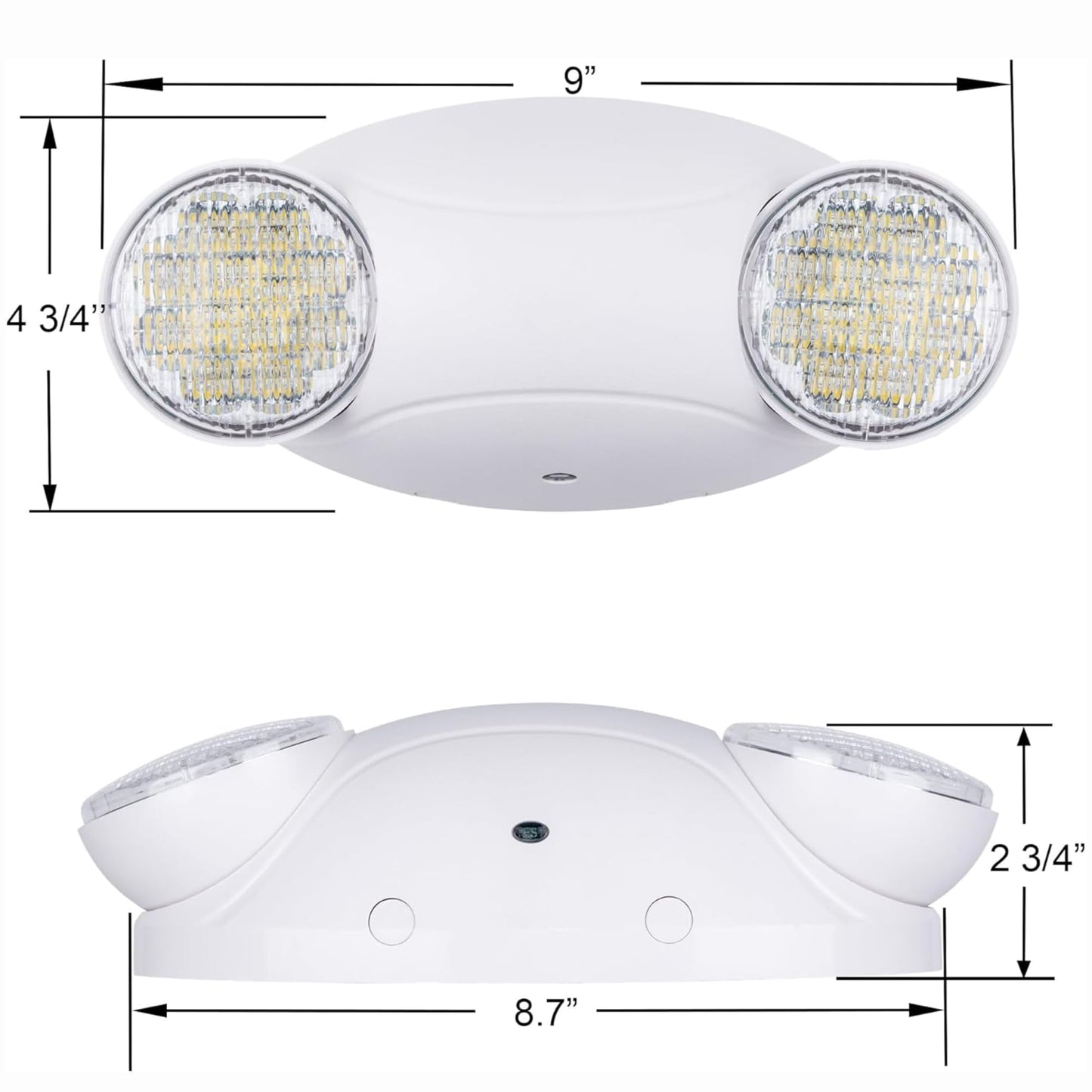 LIT-PaTH LED Emergency Lighting Fixtures with 2 LED Bug Eye Heads and Back Up Batteries- US Standard Exit Light, UL 924 and CEC Qualified, 120/277 Voltage, White, 1-Pack