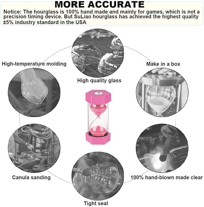 Sand Timer 30 Minute Hourglass, SuLiao Colorful Sand Watch, Lager Pink Sand Clock, Reloj de Arena 2 Minuto, Plastic Hour Glass Sandglass Timer for Kids, Games, Classroom, Kitchen, Decoration